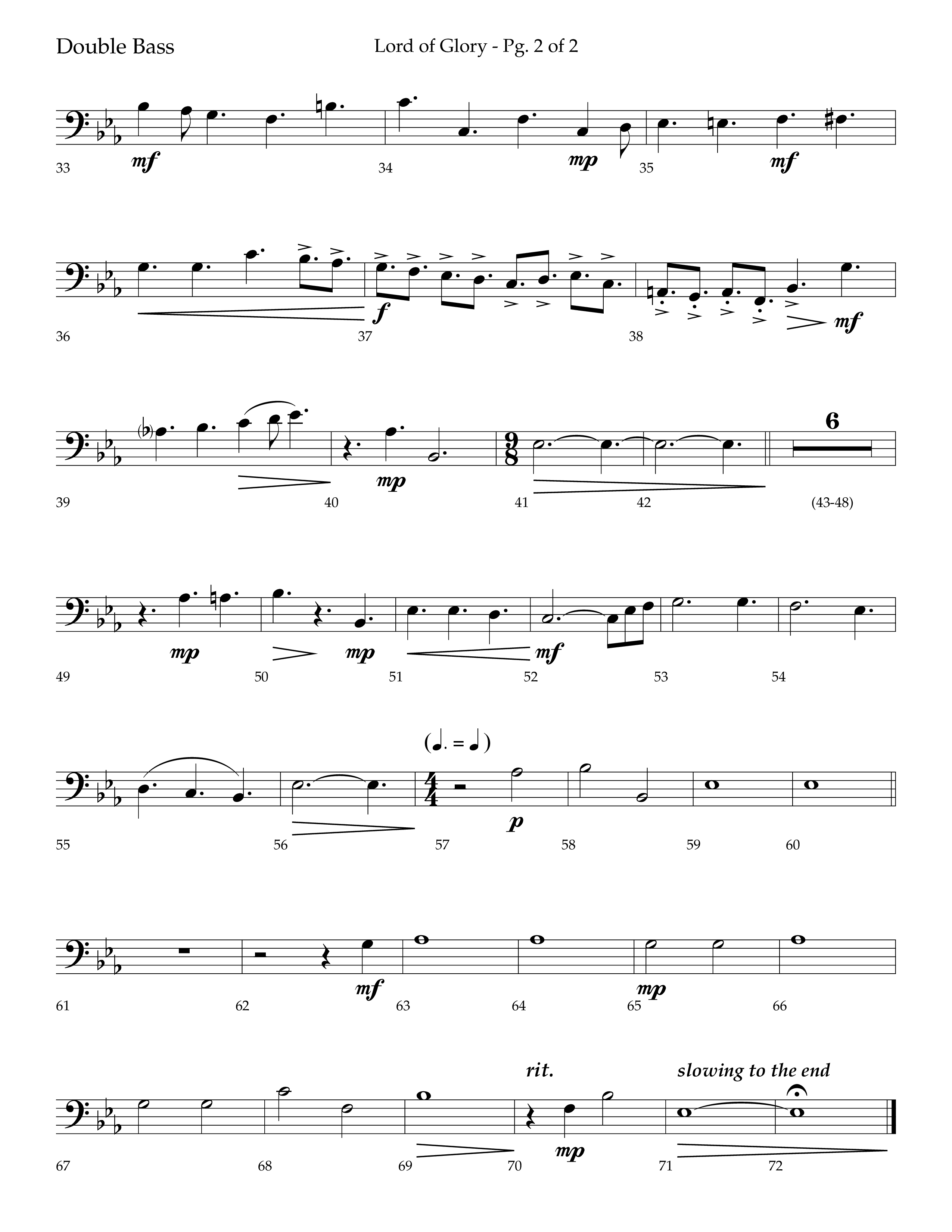 Lord Of Glory (with  Holy Savior We Adore You,  Lord of Glory, I Love You Lord Jesus, Thou Didst Lea (Choral Anthem SATB) Double Bass (Lifeway Choral / Arr. Trey Ivey)