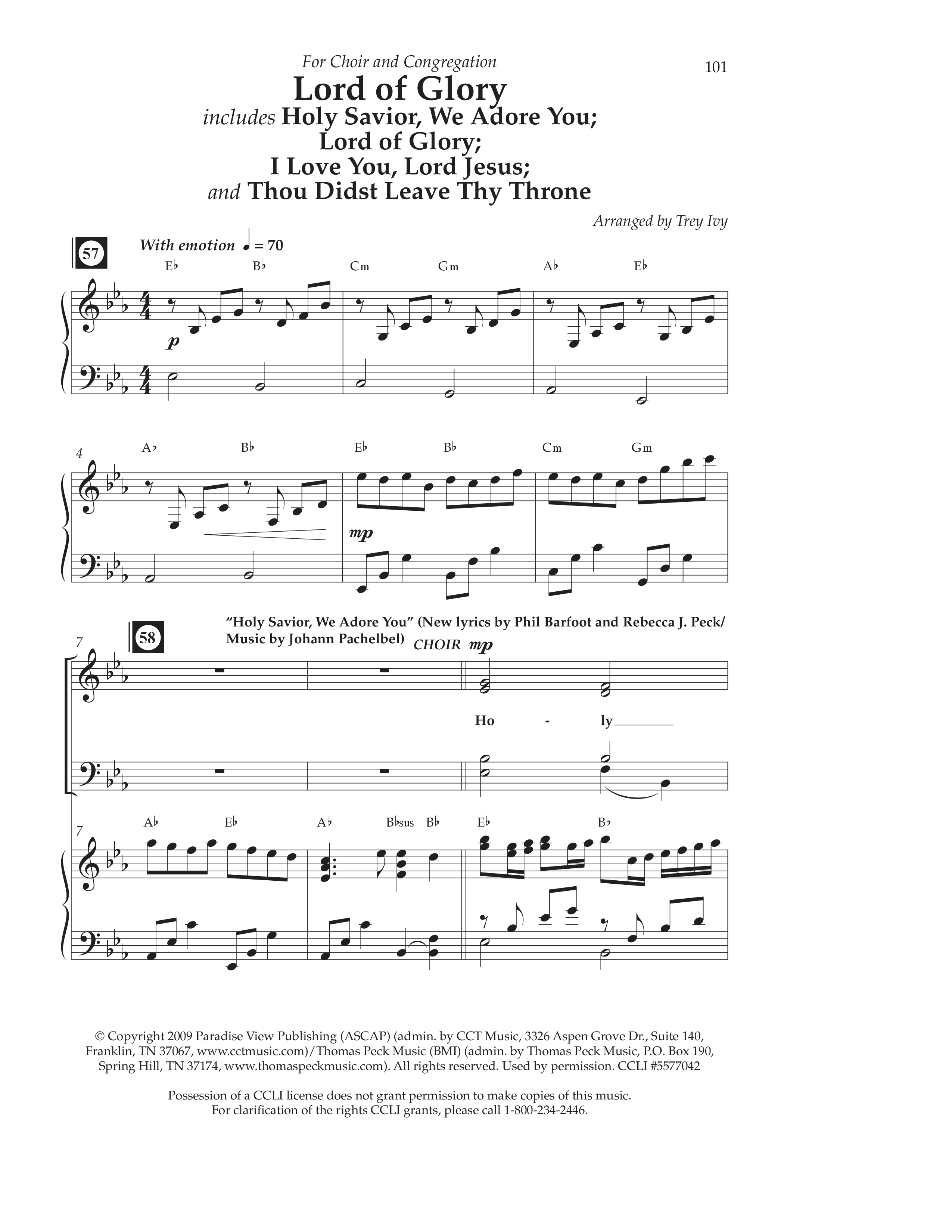 Lord Of Glory (with  Holy Savior We Adore You,  Lord of Glory, I Love You Lord Jesus, Thou Didst Lea (Choral Anthem SATB) Anthem (SATB/Piano) (Lifeway Choral / Arr. Trey Ivey)