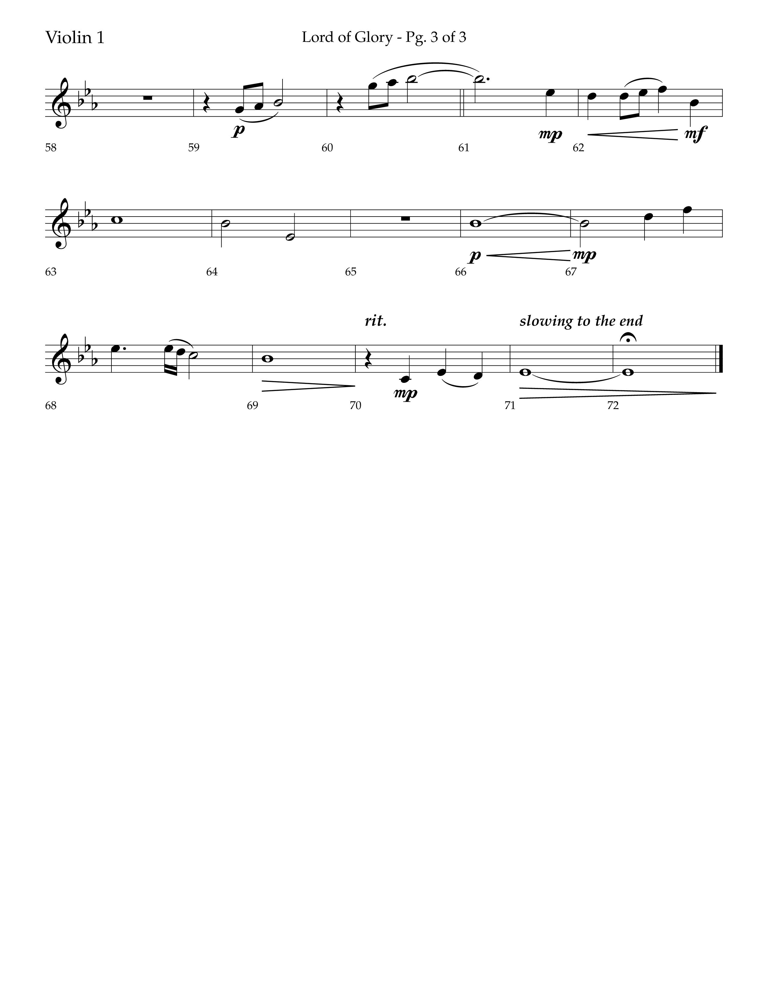 Lord Of Glory (with  Holy Savior We Adore You,  Lord of Glory, I Love You Lord Jesus, Thou Didst Lea (Choral Anthem SATB) Violin 1 (Lifeway Choral / Arr. Trey Ivey)