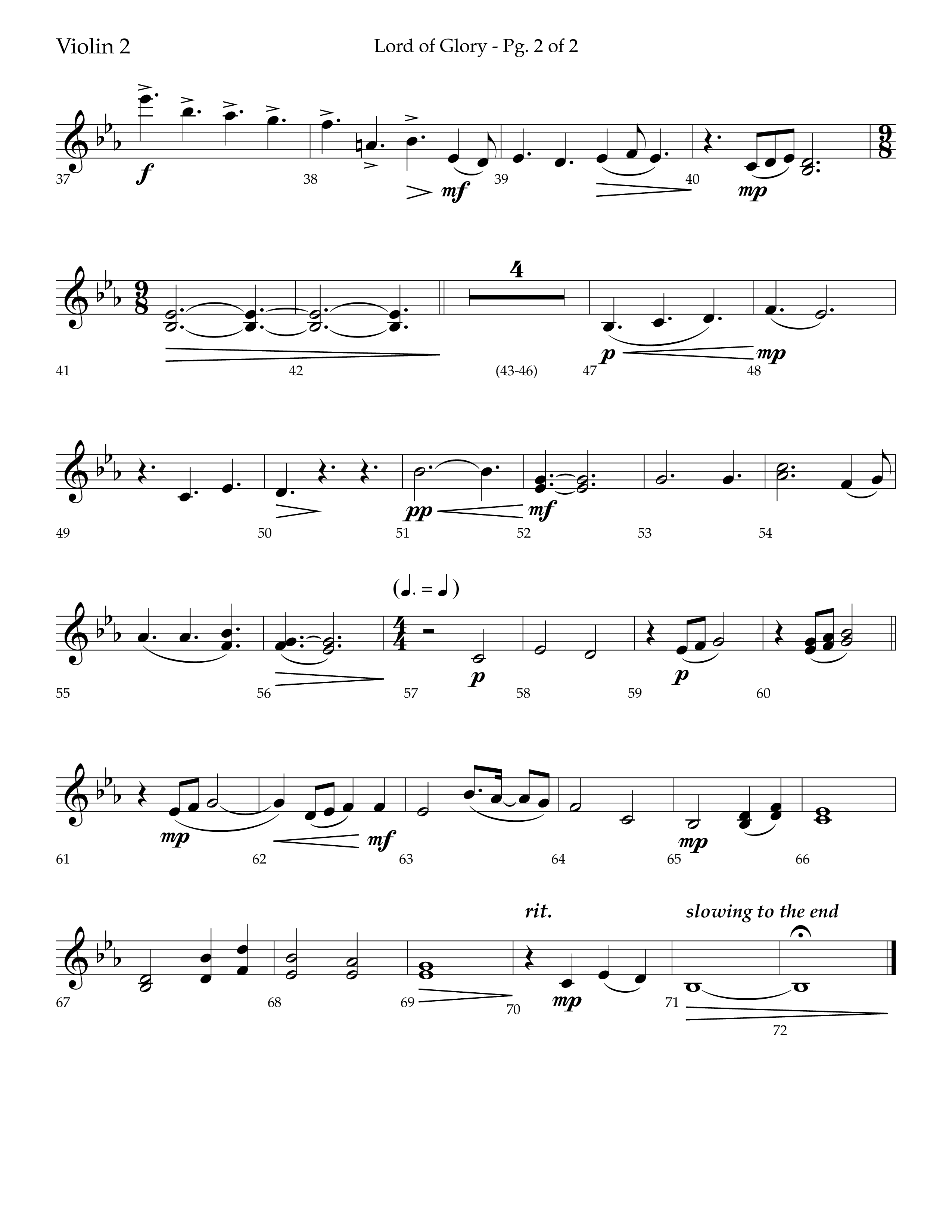 Lord Of Glory (with Holy Savior We Adore You, Lord of Glory, I Love You Lord Jesus, Thou Didst Lea (Choral Anthem SATB) Violin 2 (Lifeway Choral / Arr. Trey Ivey)