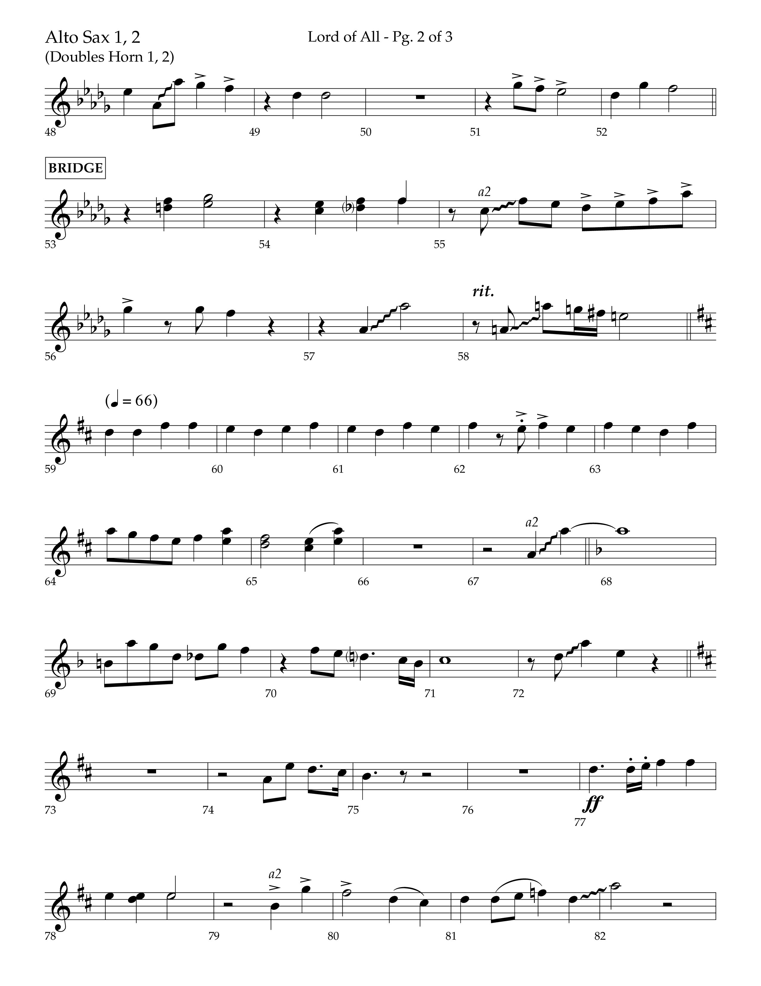 Lord Of All (with All Hail The Power Of Jesus Name) (Choral Anthem SATB) Alto Sax 1/2 (Lifeway Choral / Arr. Trey Ivey)