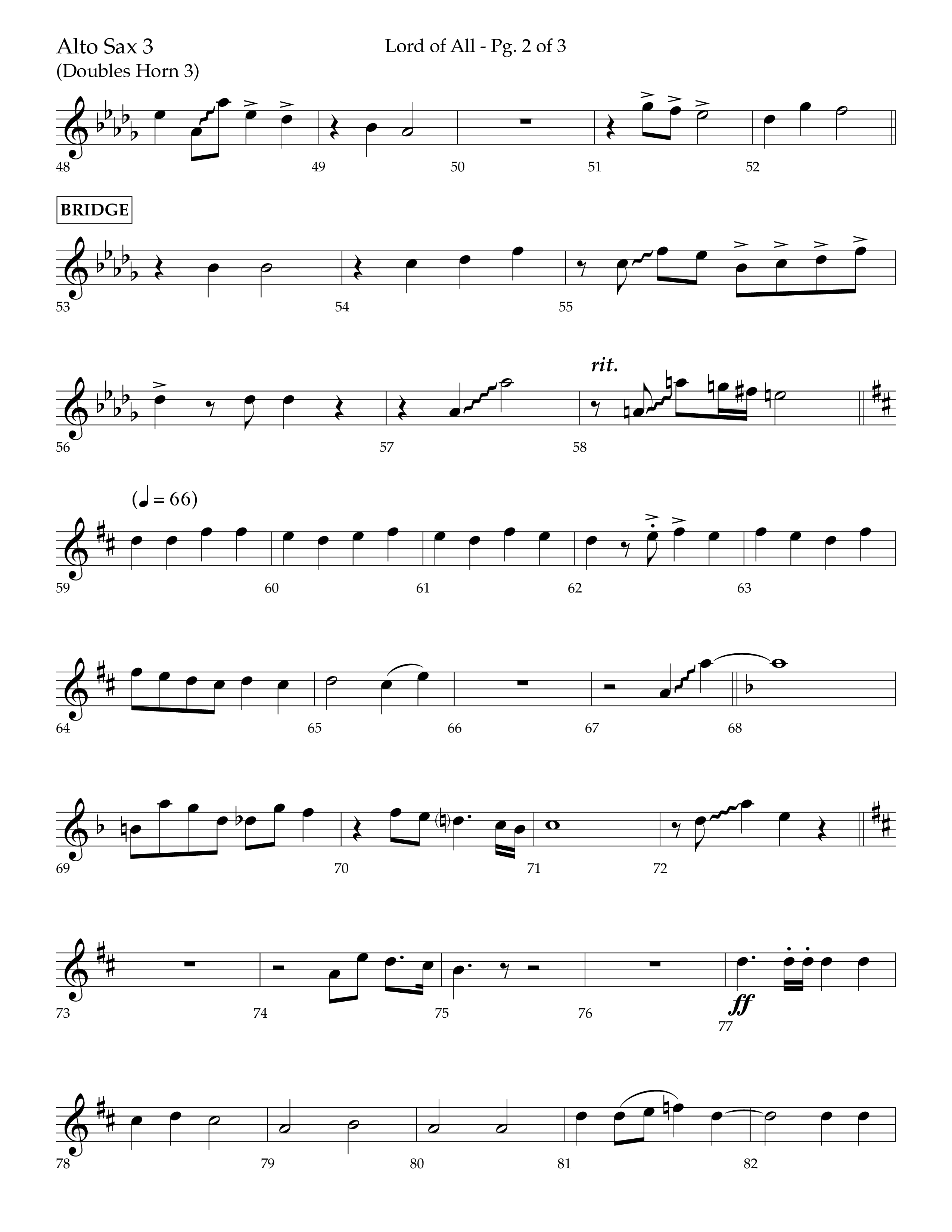 Lord Of All (with All Hail The Power Of Jesus Name) (Choral Anthem SATB) Alto Sax (Lifeway Choral / Arr. Trey Ivey)