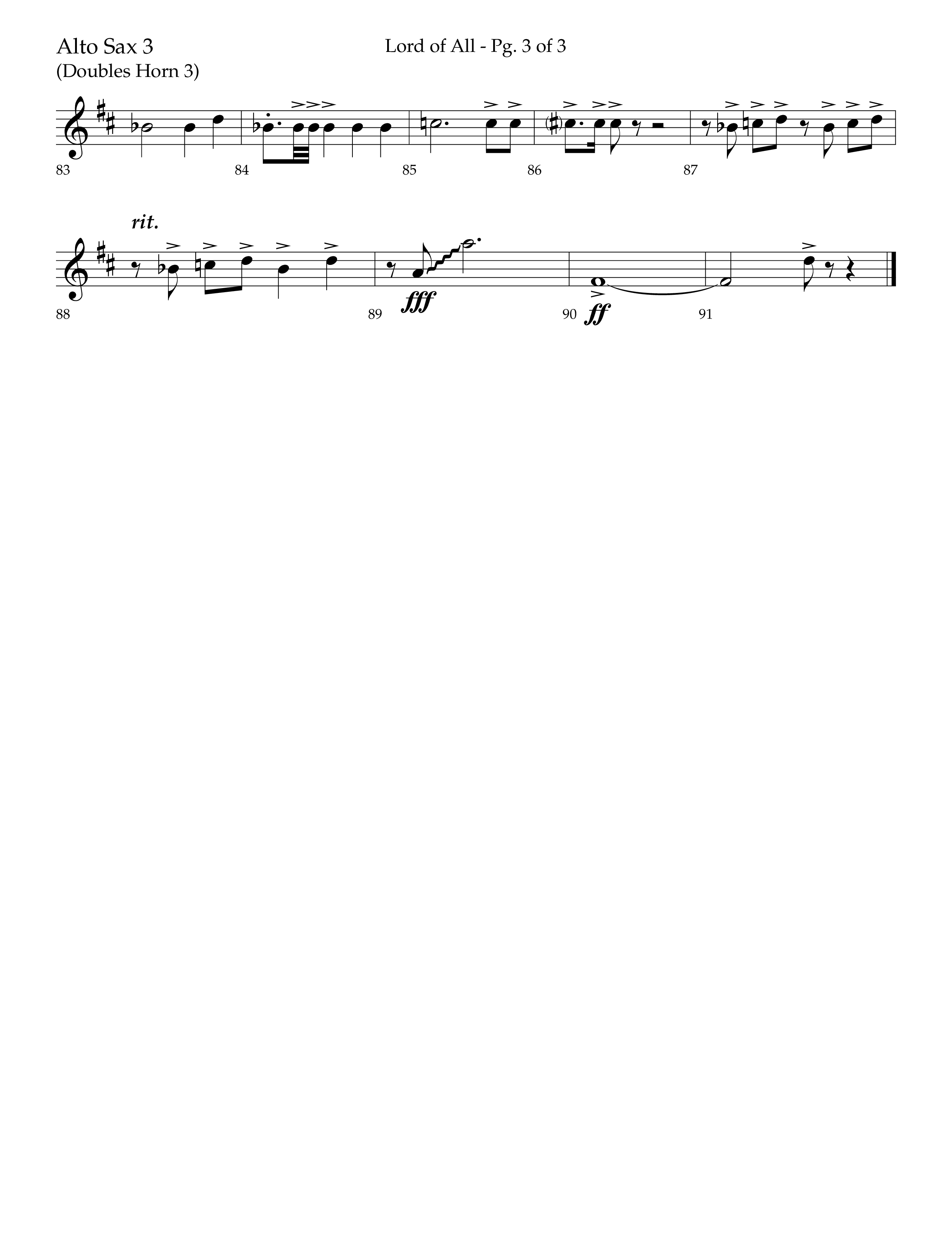 Lord Of All (with All Hail The Power Of Jesus Name) (Choral Anthem SATB) Alto Sax (Lifeway Choral / Arr. Trey Ivey)
