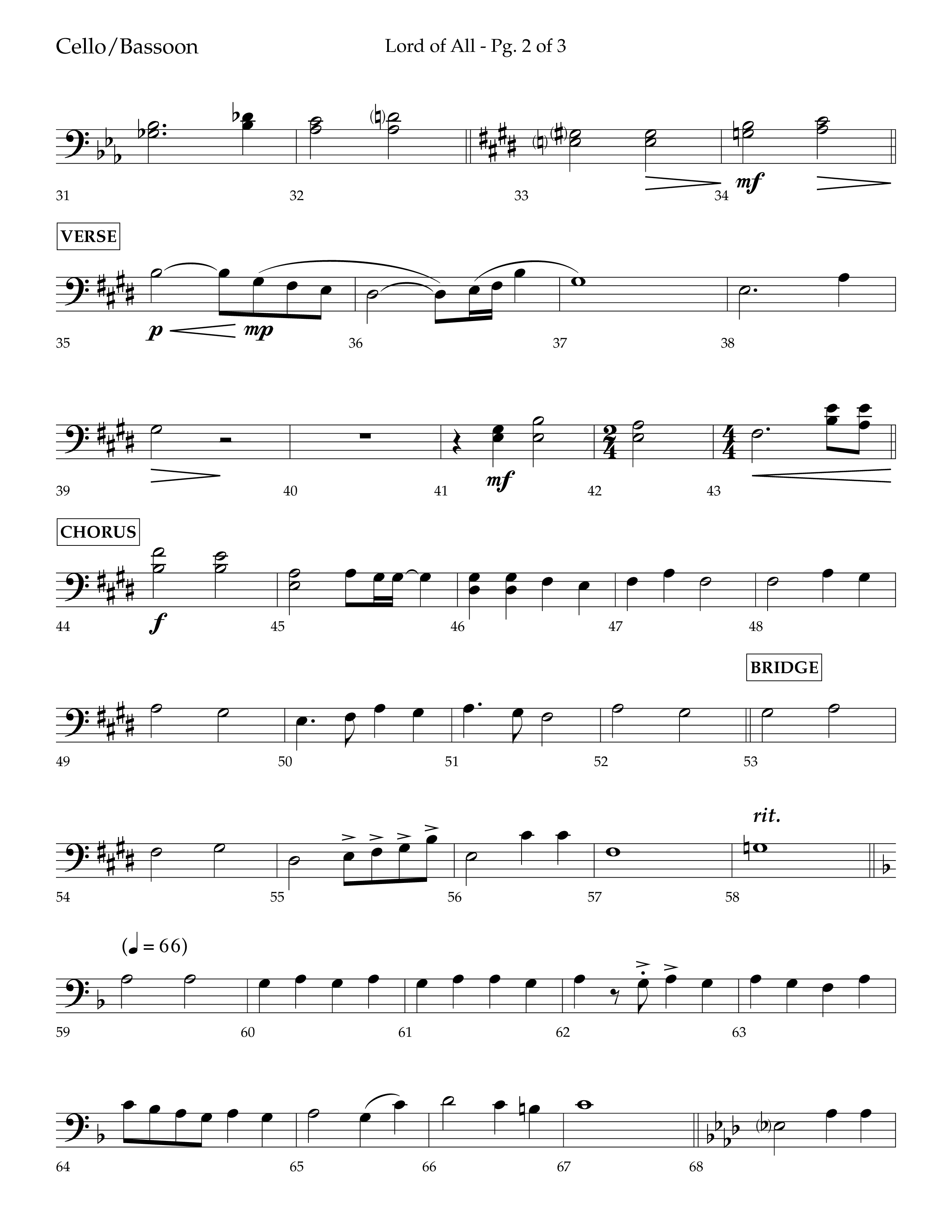 Lord Of All (with All Hail The Power Of Jesus Name) (Choral Anthem SATB) Cello (Lifeway Choral / Arr. Trey Ivey)