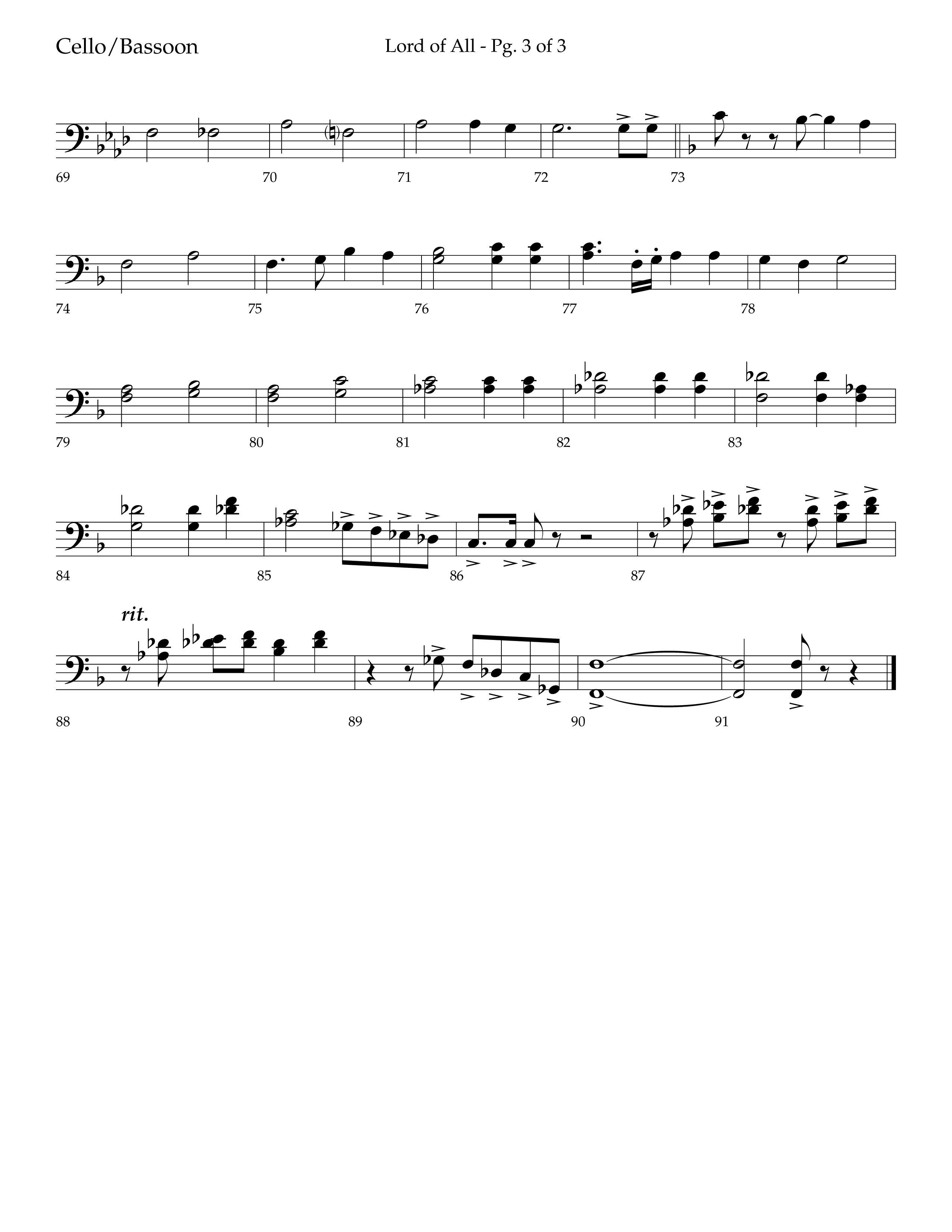 Lord Of All (with All Hail The Power Of Jesus Name) (Choral Anthem SATB) Cello (Lifeway Choral / Arr. Trey Ivey)