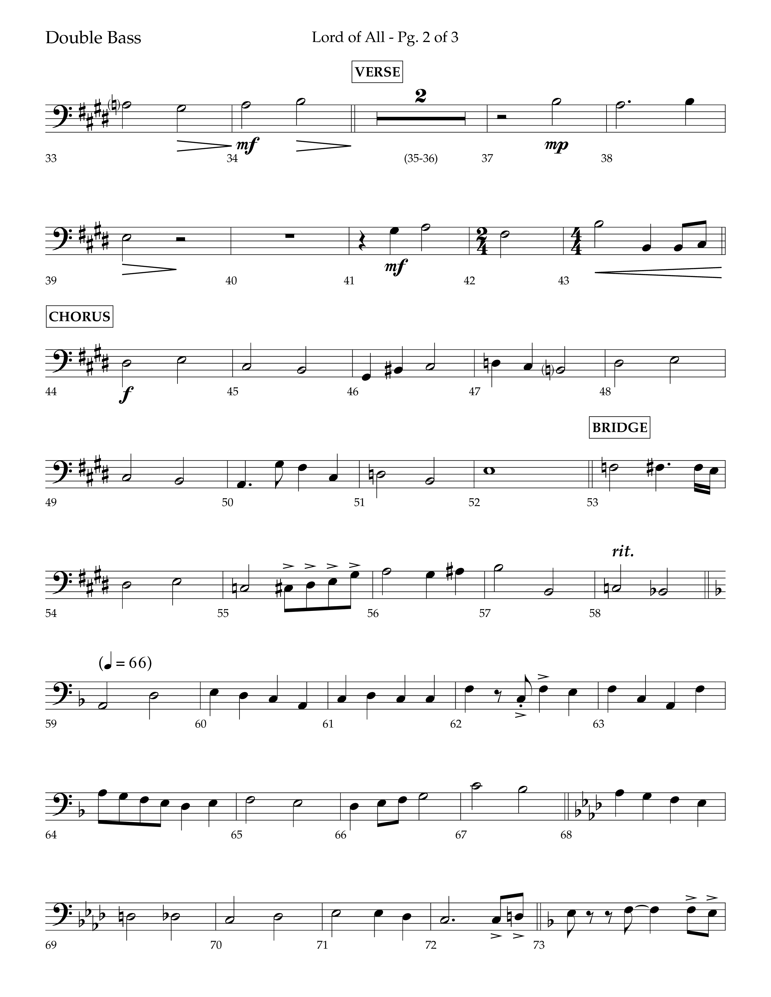 Lord Of All (with All Hail The Power Of Jesus Name) (Choral Anthem SATB) Double Bass (Lifeway Choral / Arr. Trey Ivey)
