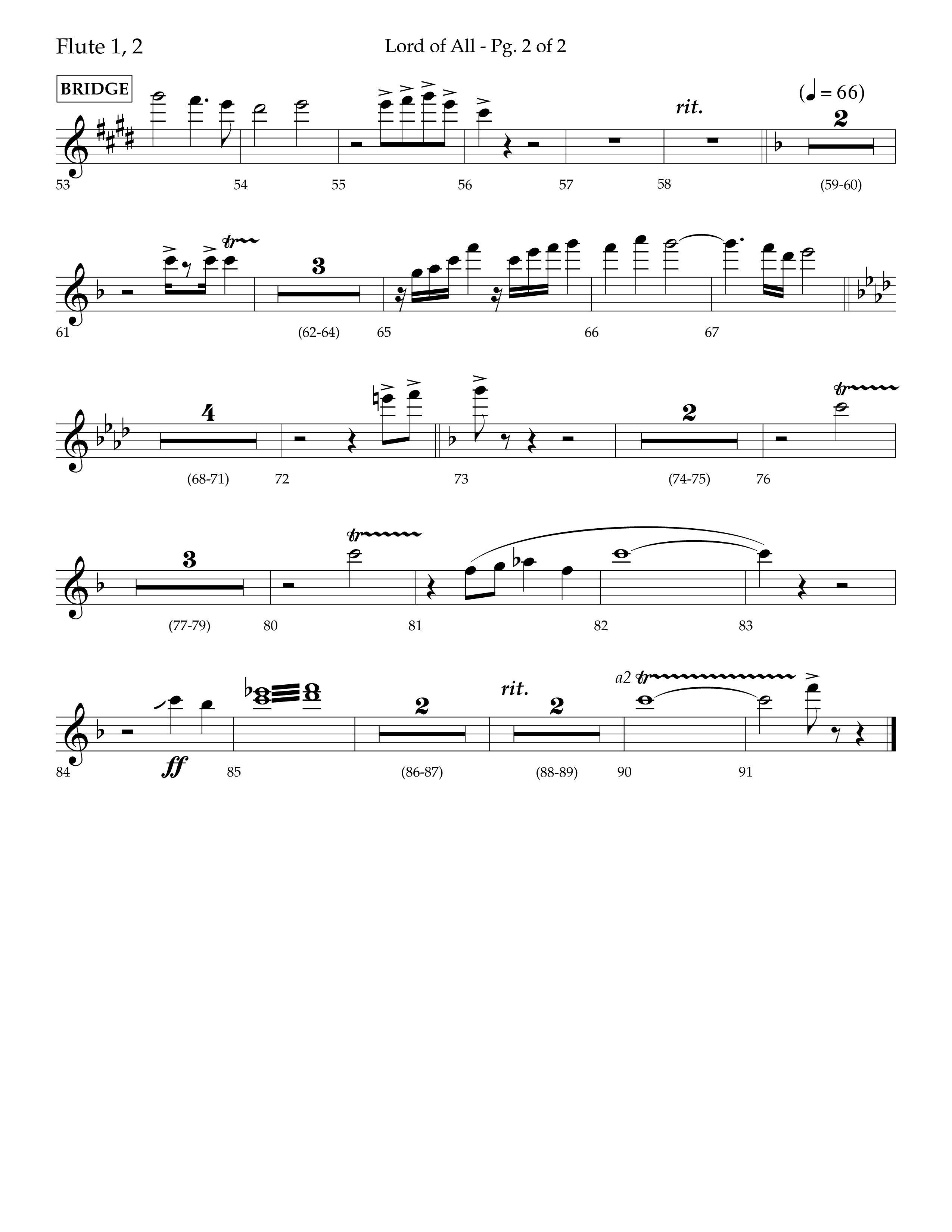 Lord Of All (with All Hail The Power Of Jesus Name) (Choral Anthem SATB) Flute 1/2 (Lifeway Choral / Arr. Trey Ivey)
