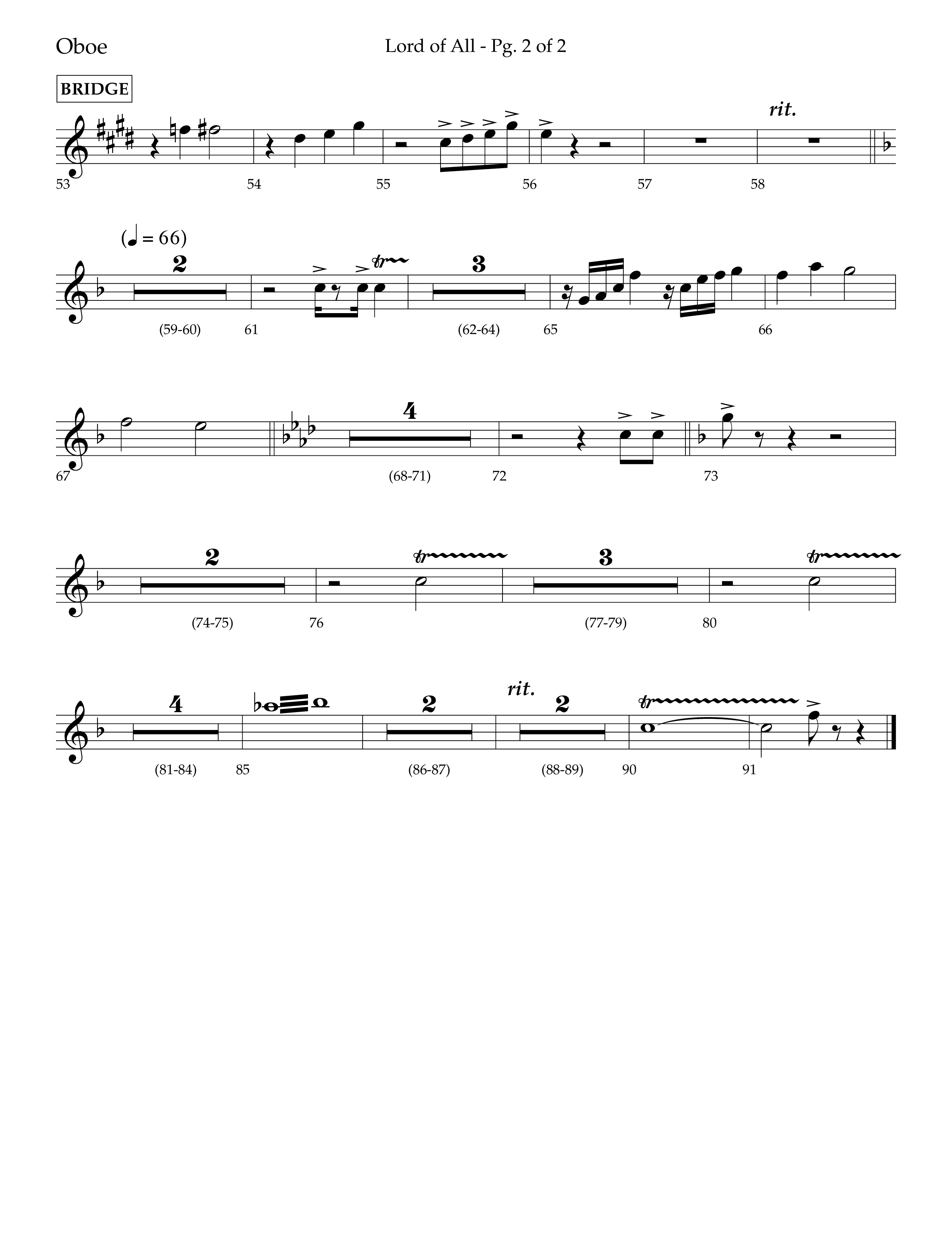 Lord Of All (with All Hail The Power Of Jesus Name) (Choral Anthem SATB) Oboe (Lifeway Choral / Arr. Trey Ivey)