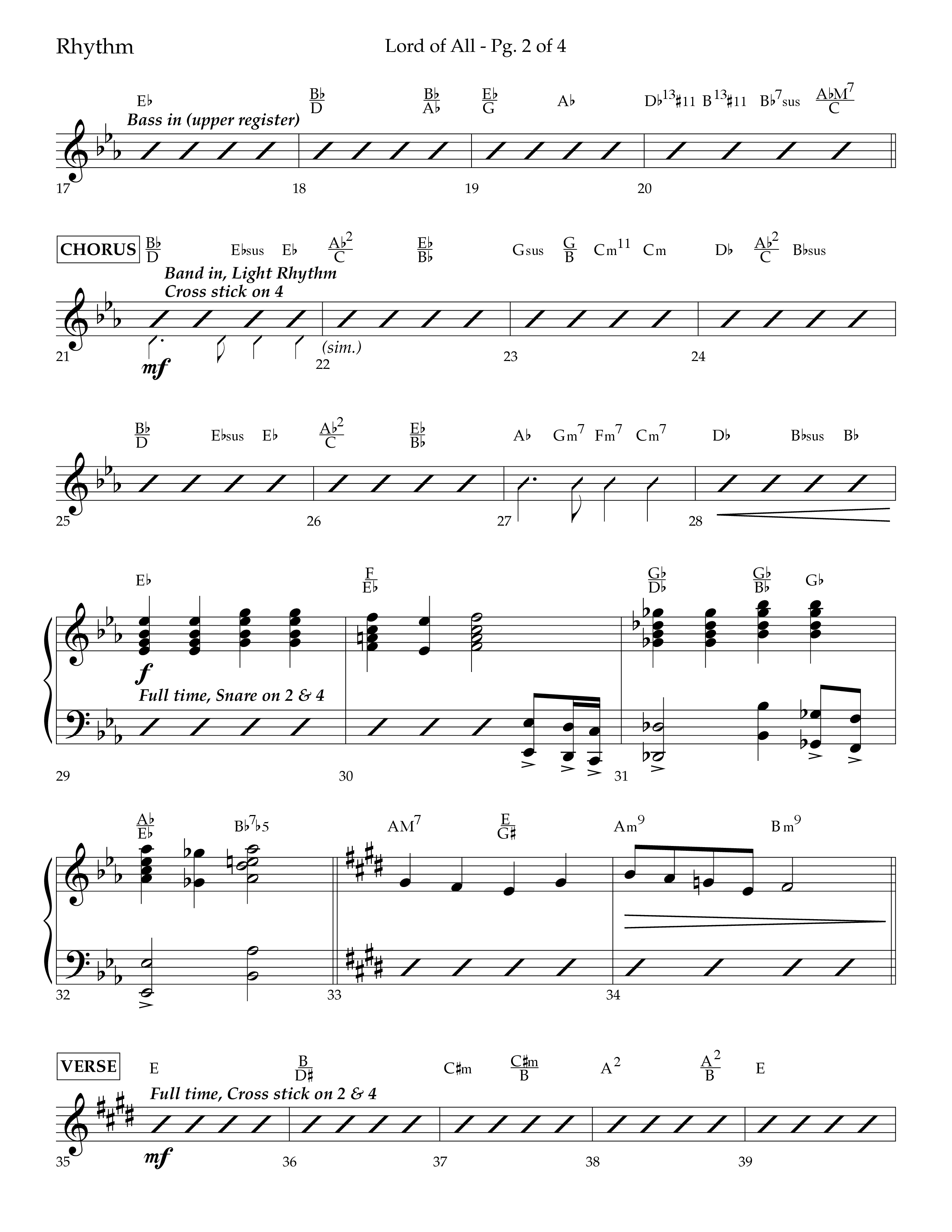 Lord Of All (with All Hail The Power Of Jesus Name) (Choral Anthem SATB) Rhythm Chart (Lifeway Choral / Arr. Trey Ivey)