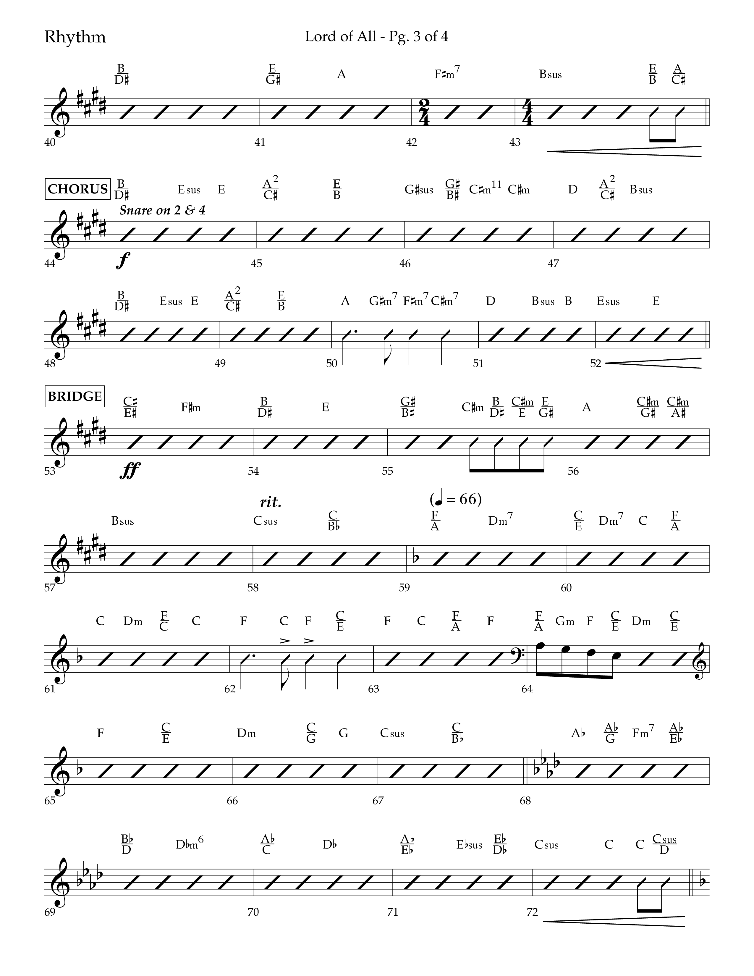 Lord Of All (with All Hail The Power Of Jesus Name) (Choral Anthem SATB) Rhythm Chart (Lifeway Choral / Arr. Trey Ivey)