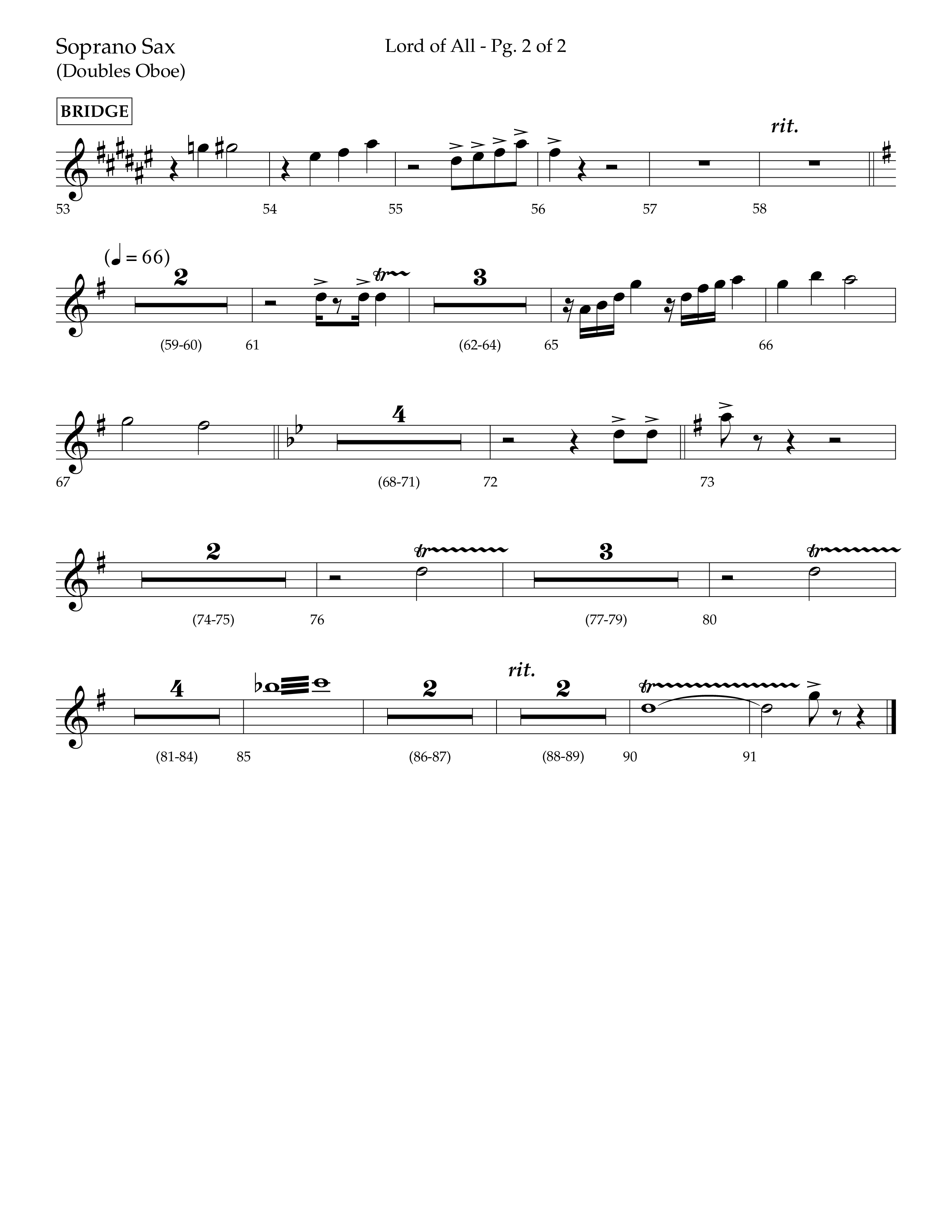 Lord Of All (with All Hail The Power Of Jesus Name) (Choral Anthem SATB) Soprano Sax (Lifeway Choral / Arr. Trey Ivey)