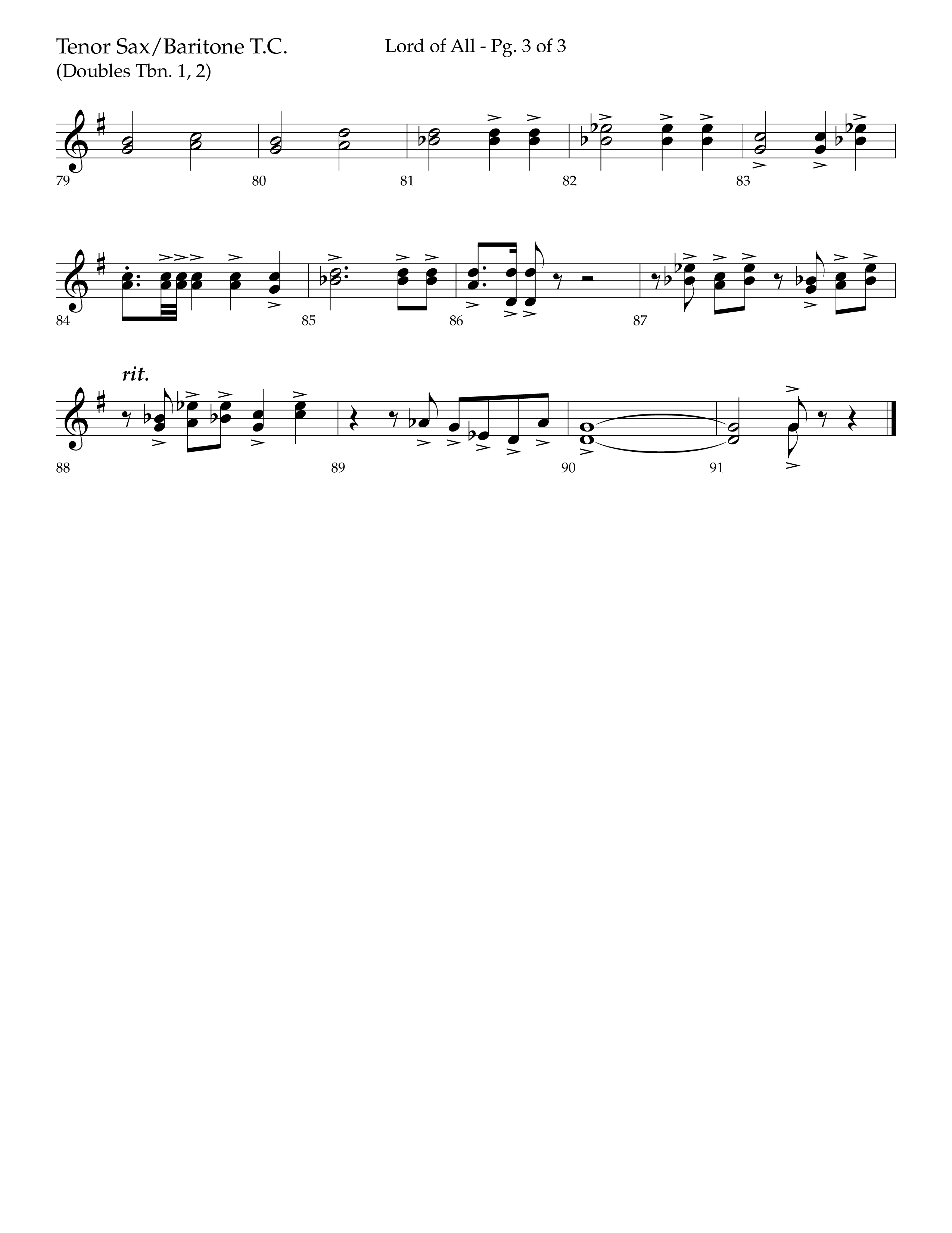 Lord Of All (with All Hail The Power Of Jesus Name) (Choral Anthem SATB) Tenor Sax/Baritone T.C. (Lifeway Choral / Arr. Trey Ivey)