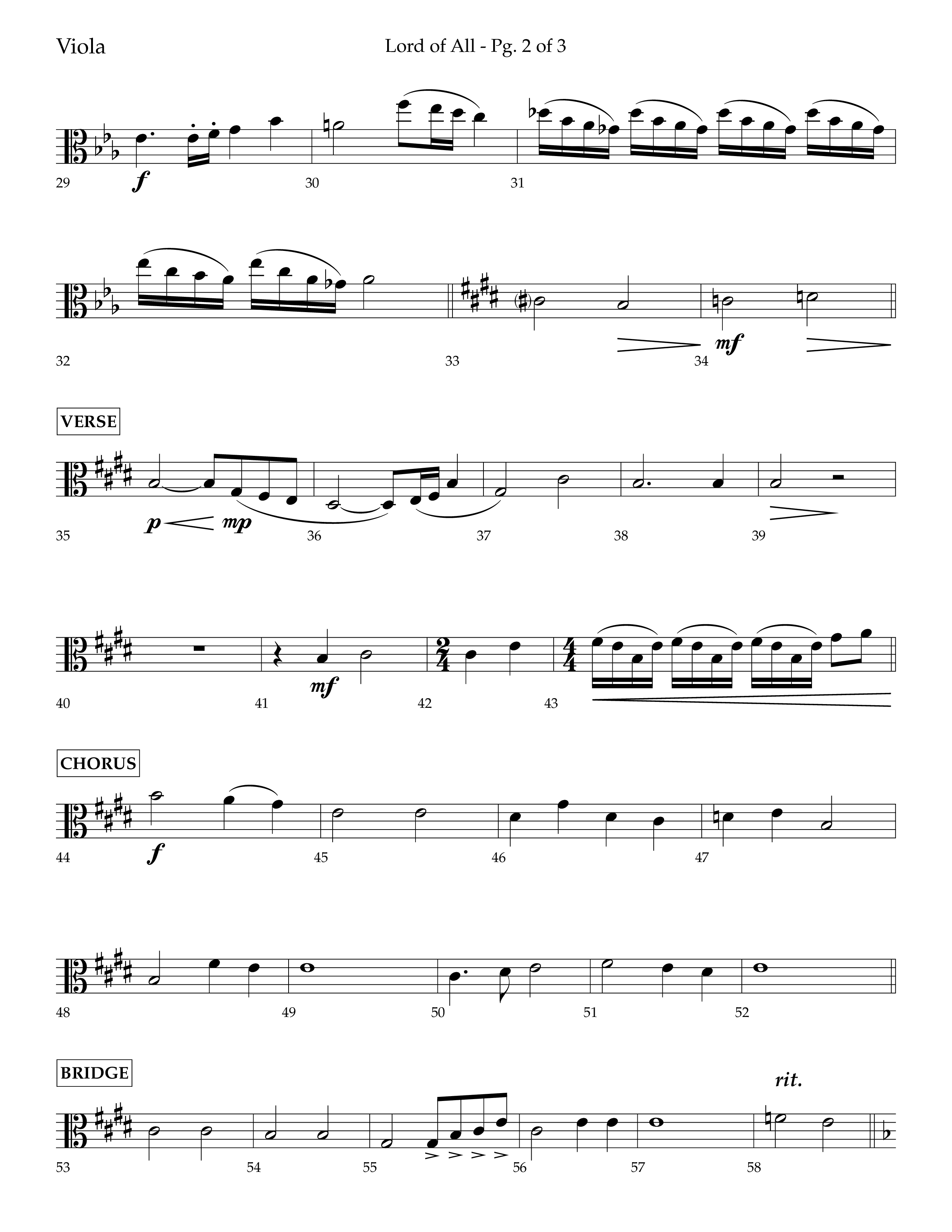 Lord Of All (with All Hail The Power Of Jesus Name) (Choral Anthem SATB) Viola (Lifeway Choral / Arr. Trey Ivey)