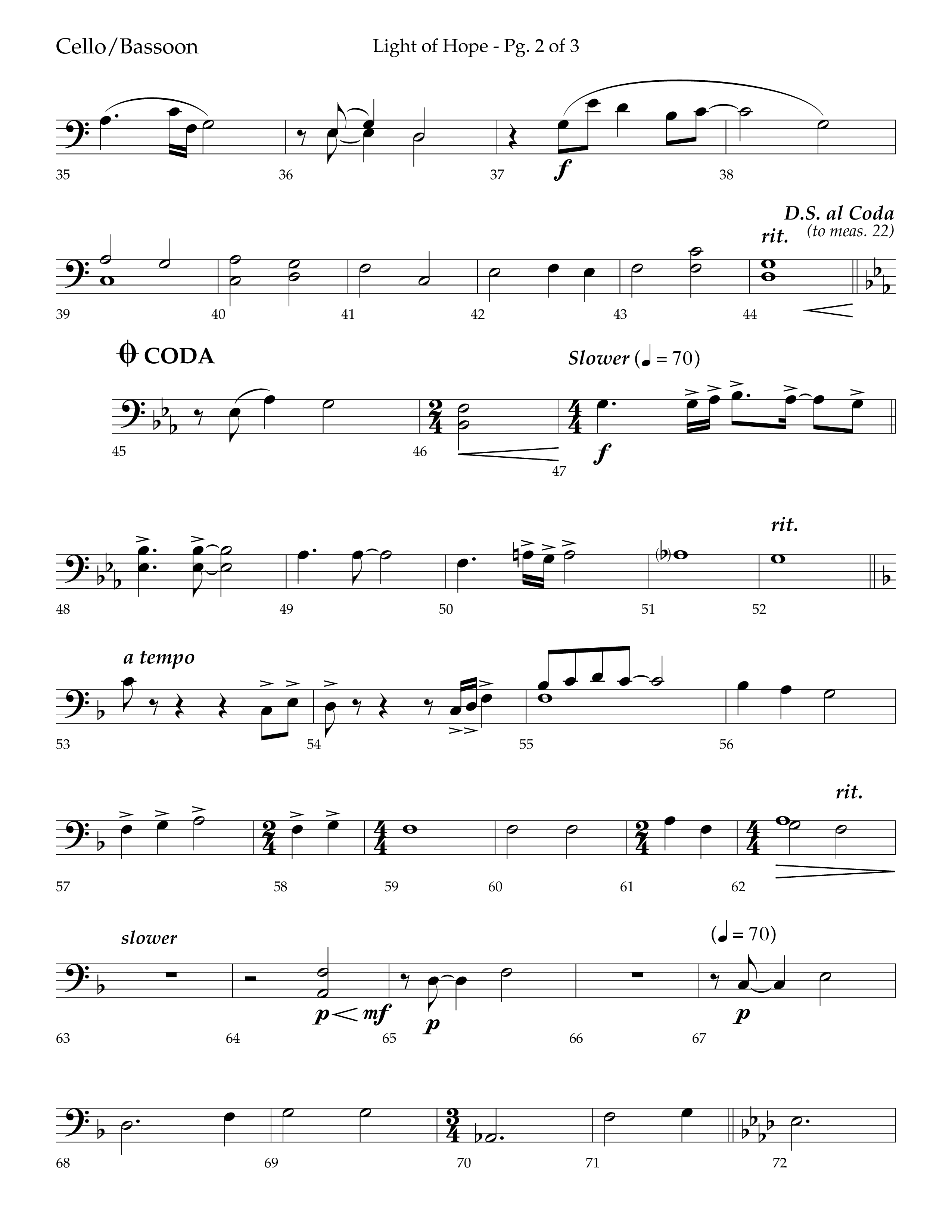 Light Of Hope (with Silent Night) (Choral Anthem SATB) Cello (Lifeway Choral / Arr. Trey Ivey)