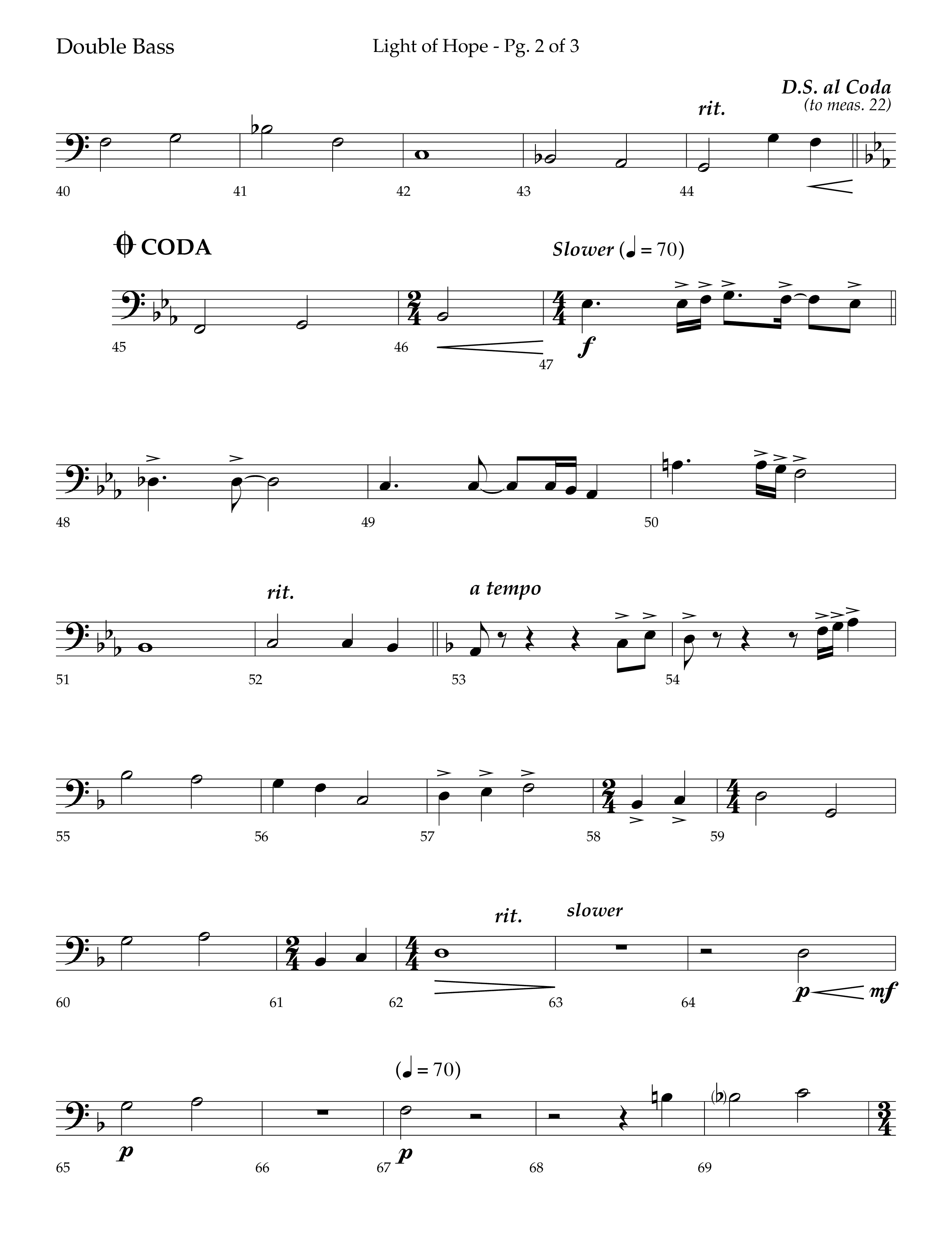 Light Of Hope (with Silent Night) (Choral Anthem SATB) Double Bass (Lifeway Choral / Arr. Trey Ivey)