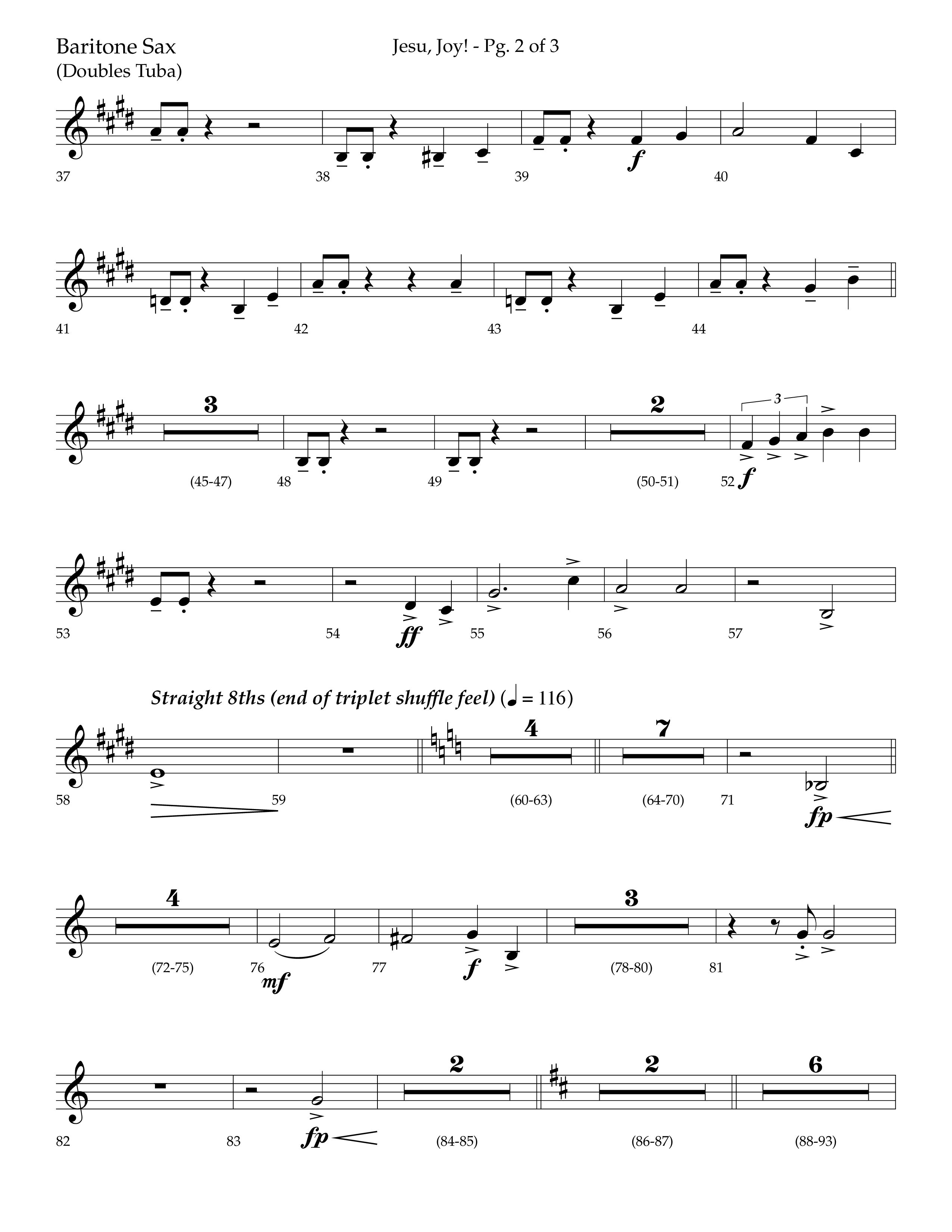Jesu Joy (with Jesu Joy Of Man's Desiring, Angels We Have Heard On High) (Choral Anthem SATB) Bari Sax (Lifeway Choral / Arr. Trey Ivey)