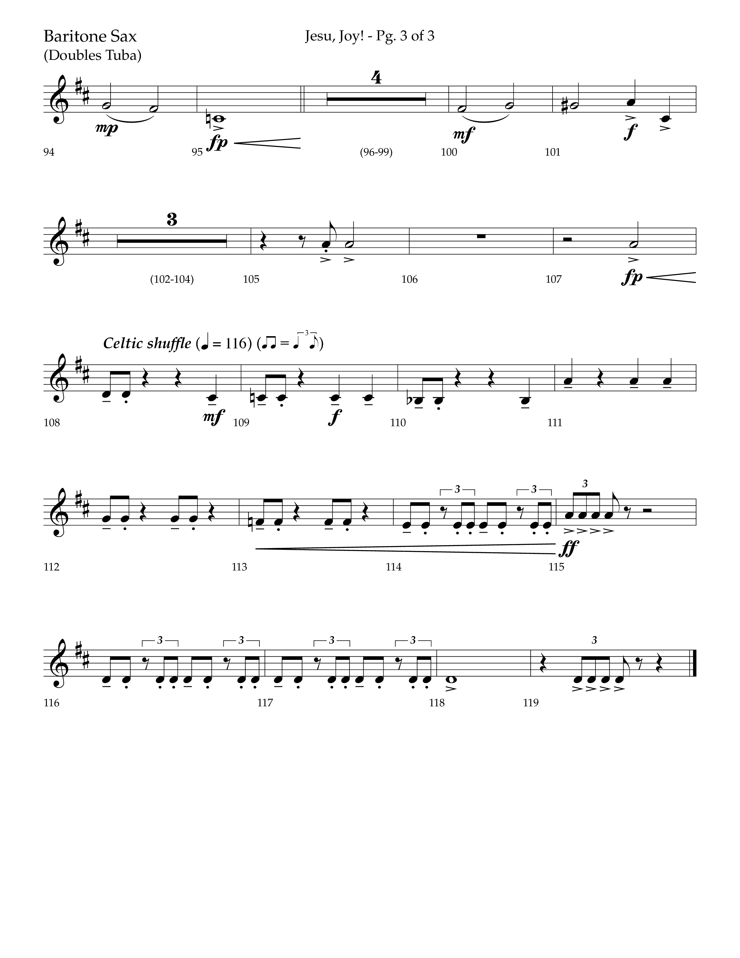 Jesu Joy (with Jesu Joy Of Man's Desiring, Angels We Have Heard On High) (Choral Anthem SATB) Bari Sax (Lifeway Choral / Arr. Trey Ivey)