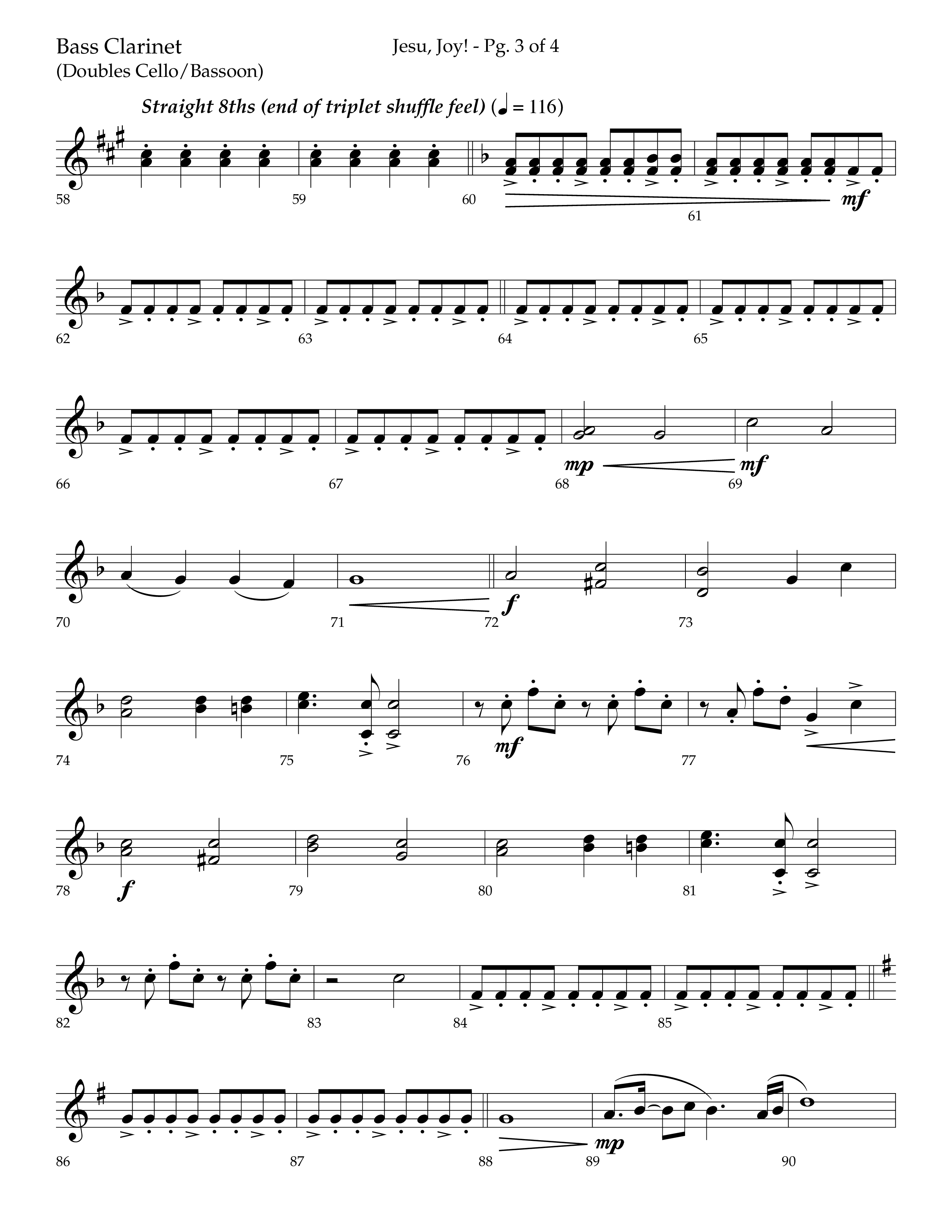 Jesu Joy (with Jesu Joy Of Man's Desiring, Angels We Have Heard On High) (Choral Anthem SATB) Bass Clarinet (Lifeway Choral / Arr. Trey Ivey)