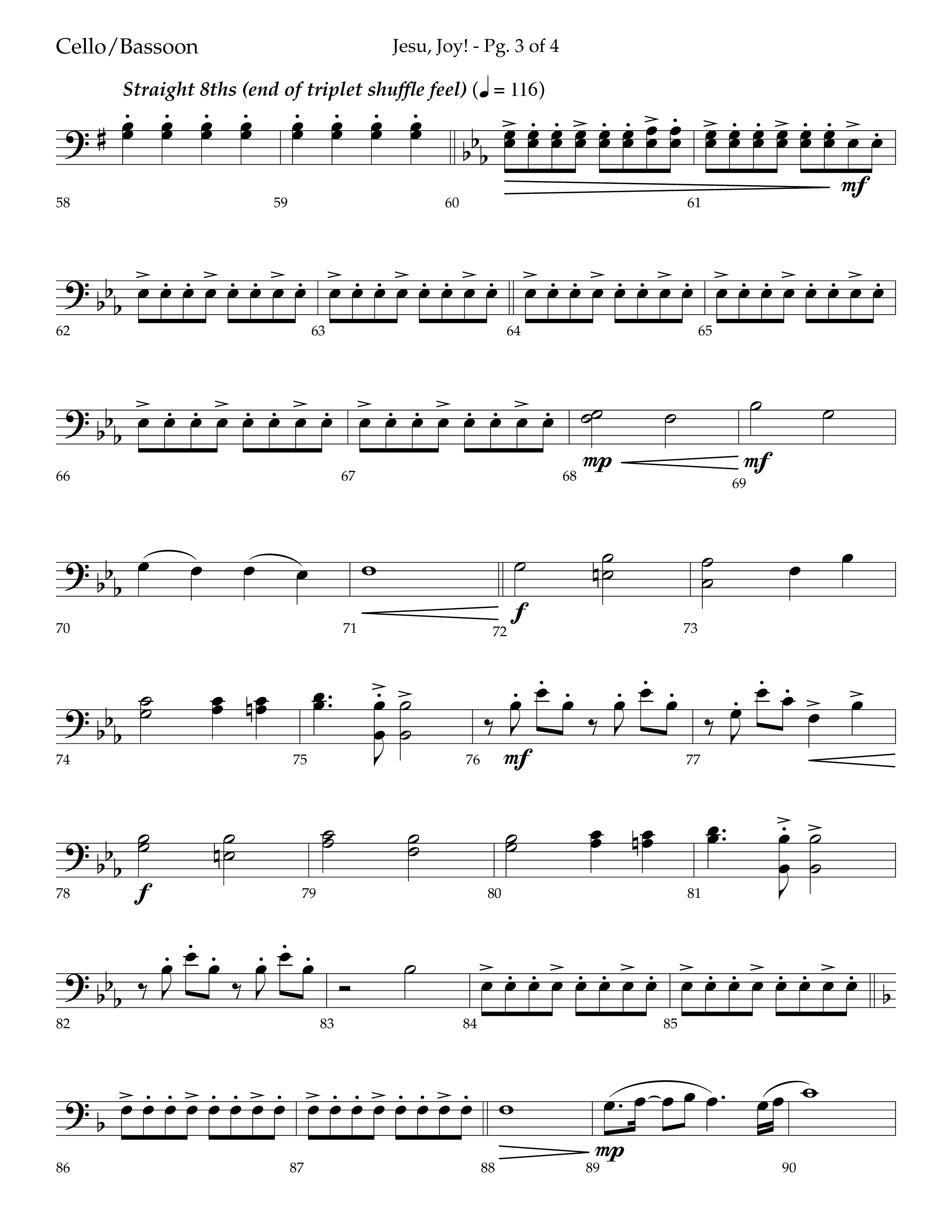 Jesu Joy (with Jesu Joy Of Man's Desiring, Angels We Have Heard On High) (Choral Anthem SATB) Cello (Lifeway Choral / Arr. Trey Ivey)