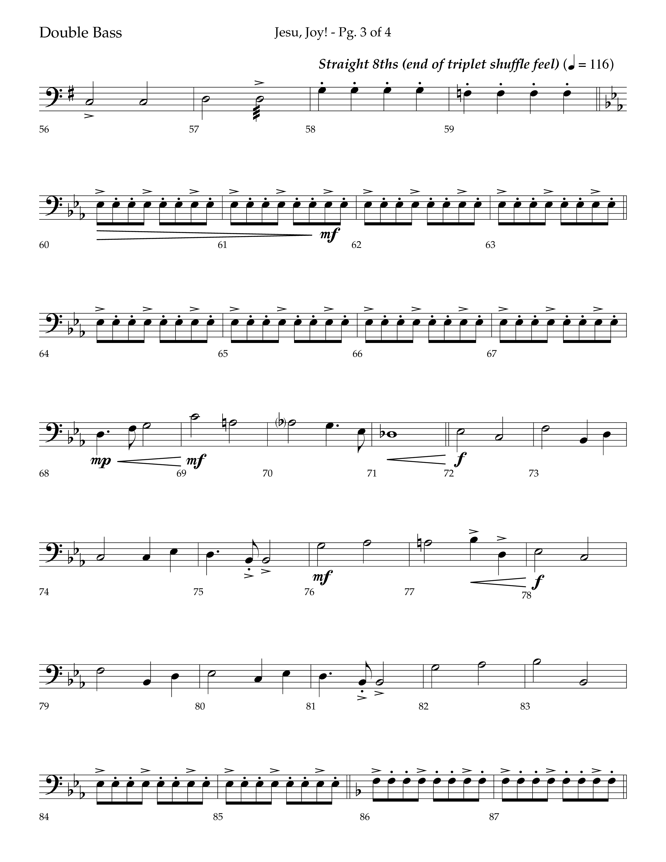Jesu Joy (with Jesu Joy Of Man's Desiring, Angels We Have Heard On High) (Choral Anthem SATB) Double Bass (Lifeway Choral / Arr. Trey Ivey)