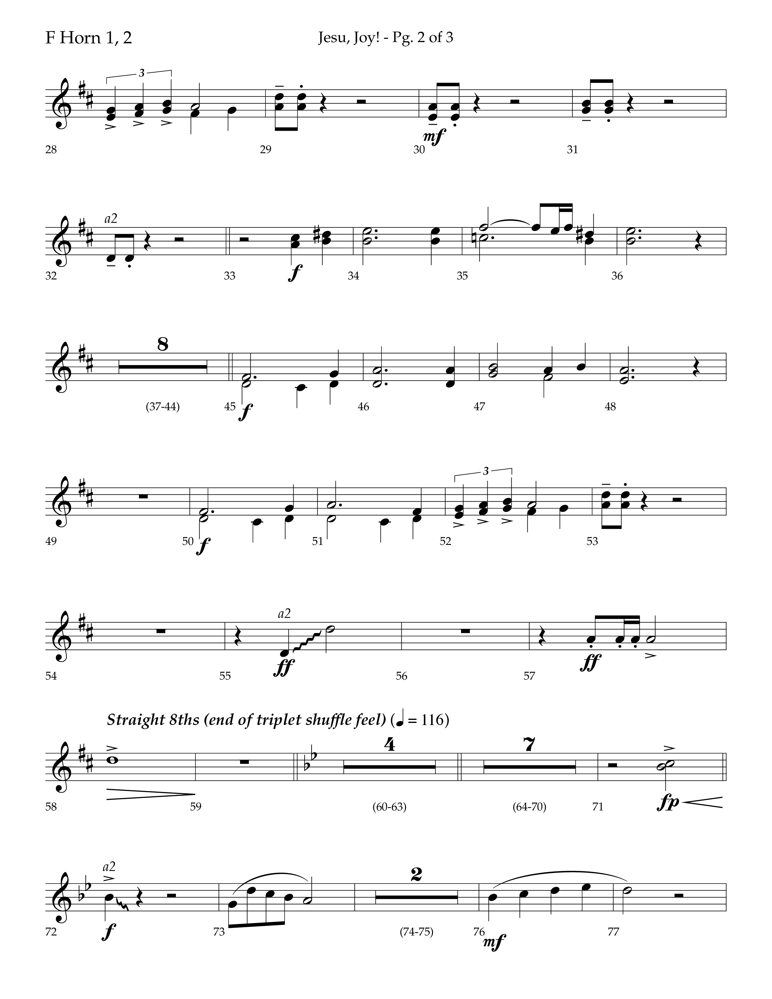 Jesu Joy (with Jesu Joy Of Man's Desiring, Angels We Have Heard On High) (Choral Anthem SATB) French Horn 1/2 (Lifeway Choral / Arr. Trey Ivey)