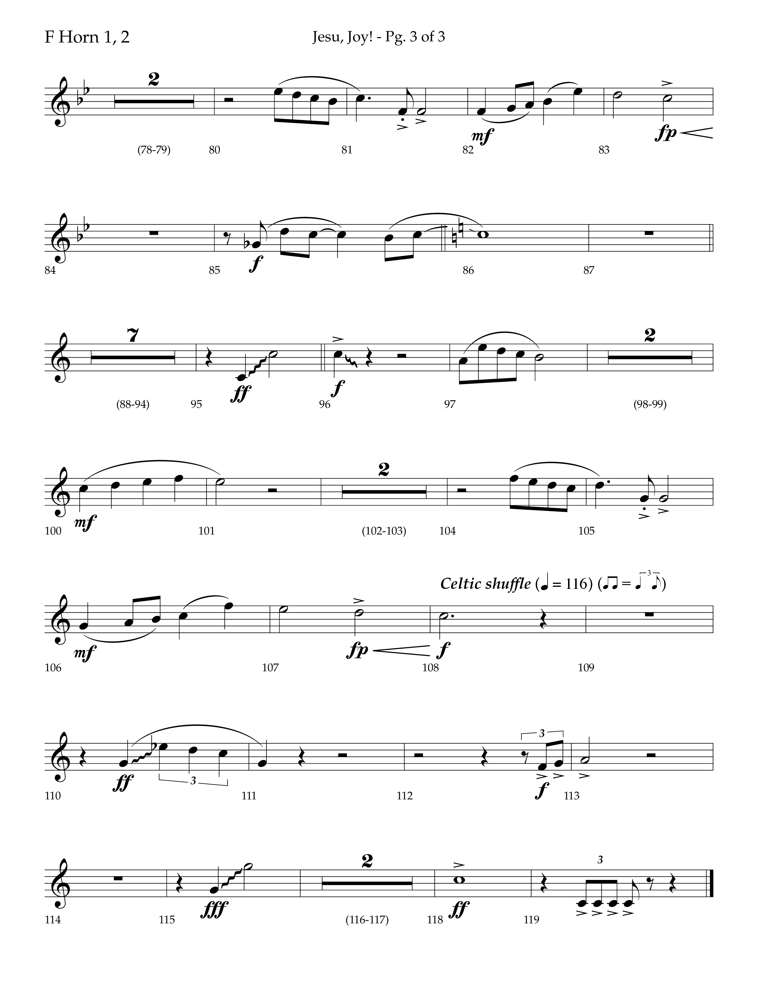 Jesu Joy (with Jesu Joy Of Man's Desiring, Angels We Have Heard On High) (Choral Anthem SATB) French Horn 1/2 (Lifeway Choral / Arr. Trey Ivey)