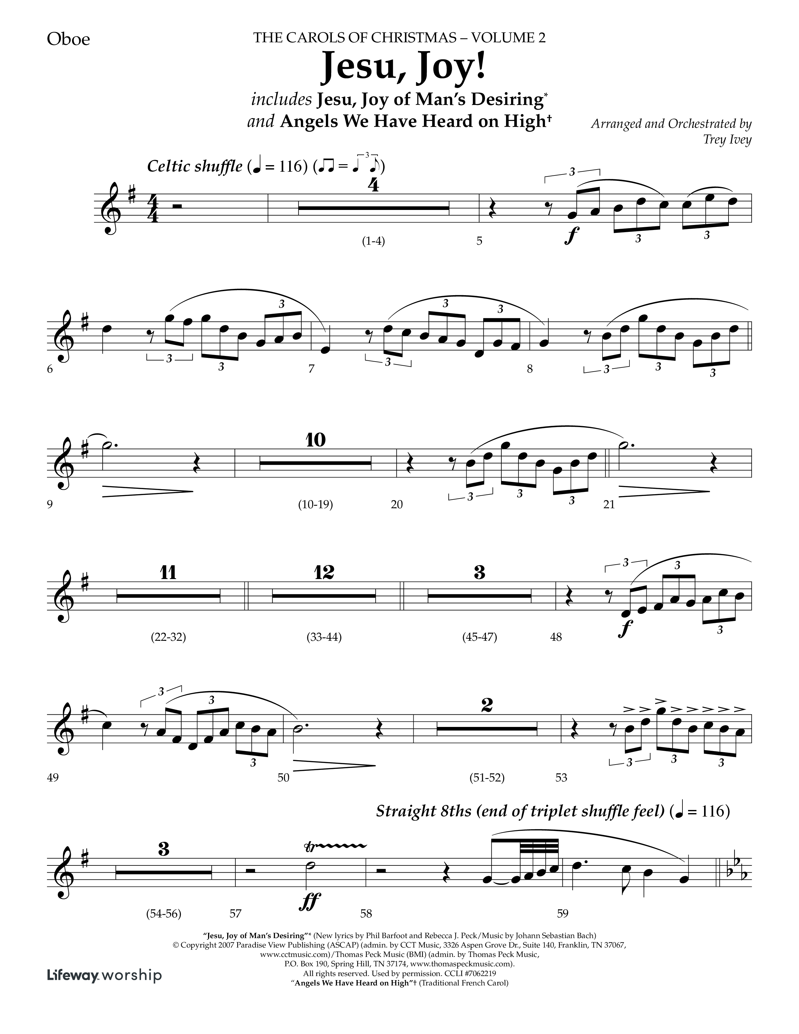 Jesu Joy (with Jesu Joy Of Man's Desiring, Angels We Have Heard On High) (Choral Anthem SATB) Oboe (Lifeway Choral / Arr. Trey Ivey)