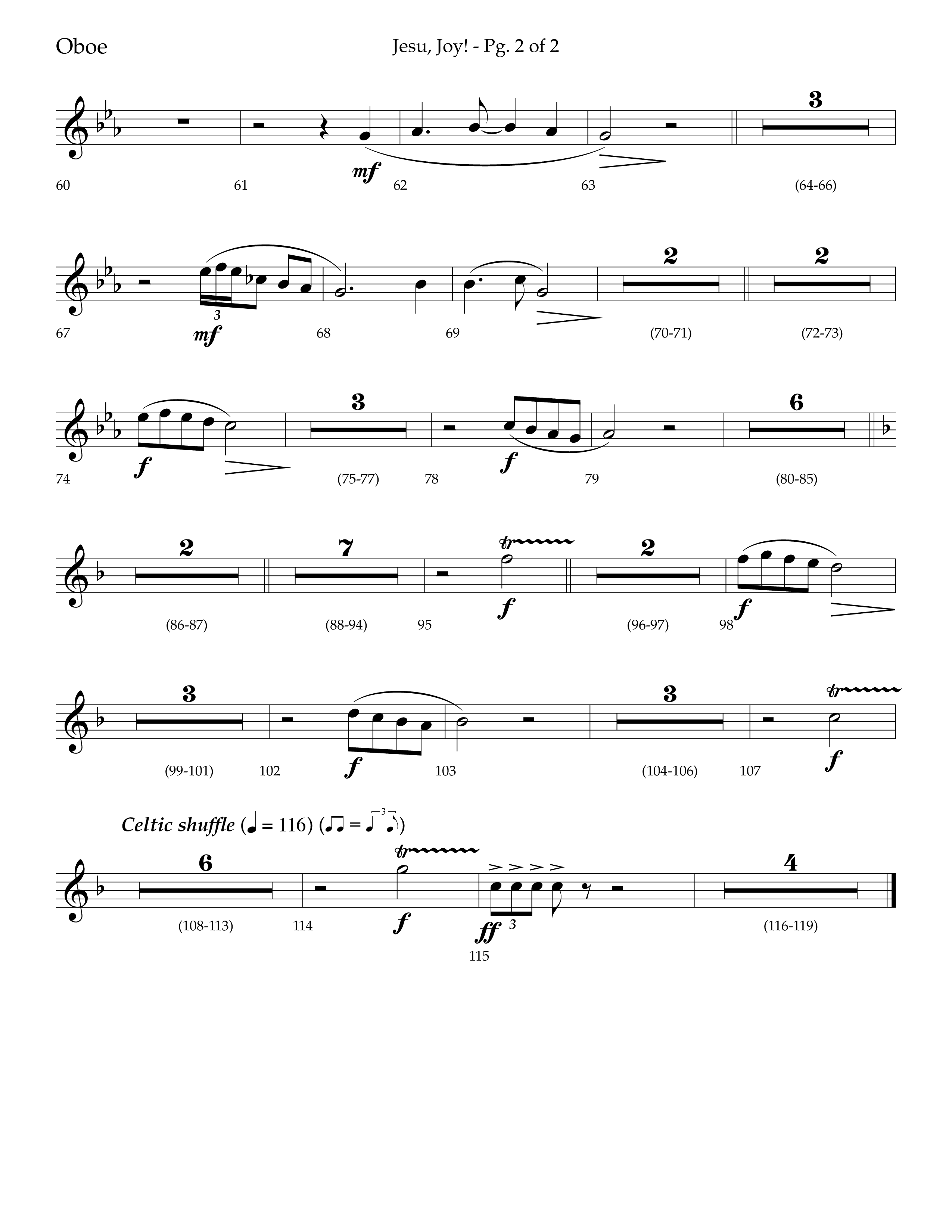 Jesu Joy (with Jesu Joy Of Man's Desiring, Angels We Have Heard On High) (Choral Anthem SATB) Oboe (Lifeway Choral / Arr. Trey Ivey)