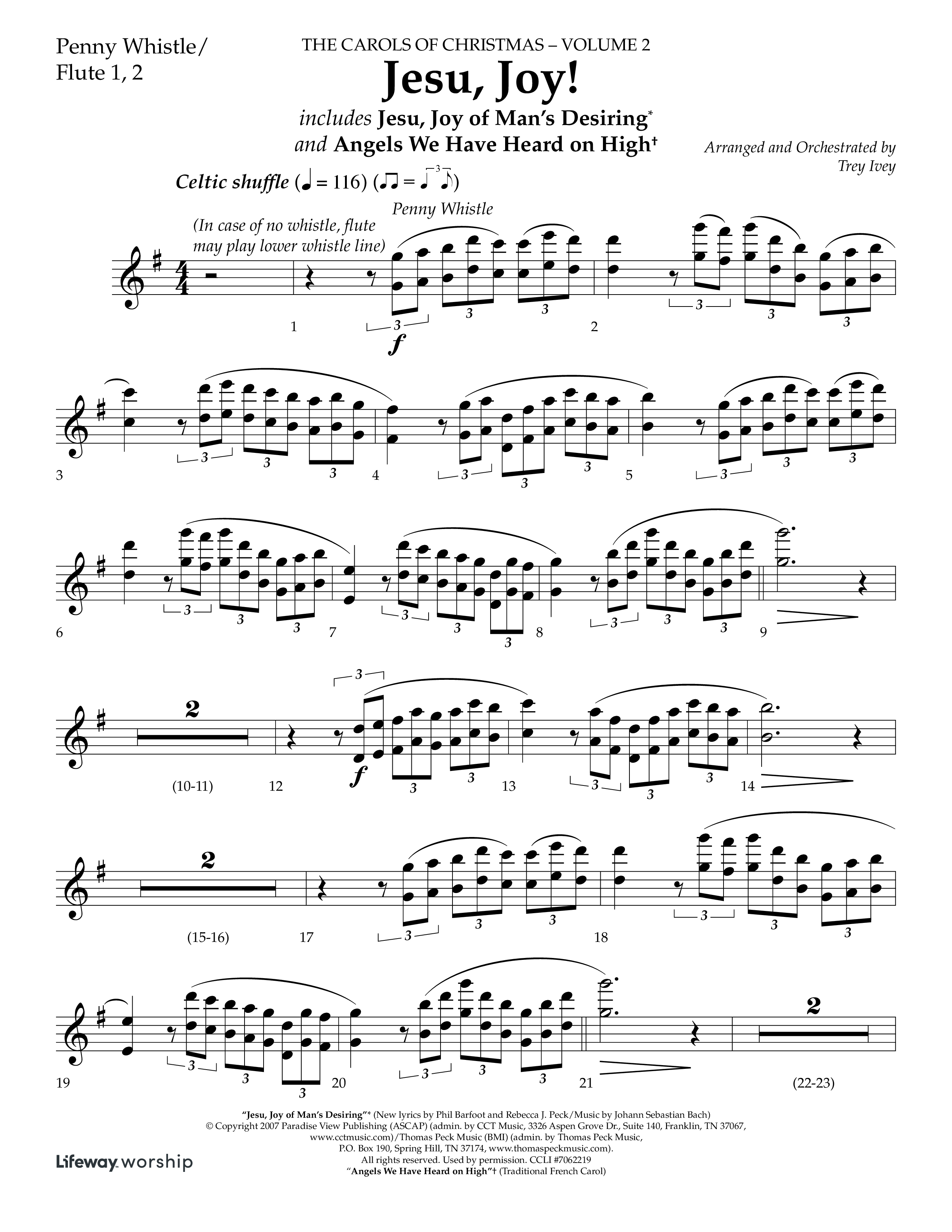 Jesu Joy (with Jesu Joy Of Man's Desiring, Angels We Have Heard On High) (Choral Anthem SATB) Pennywhistle (Lifeway Choral / Arr. Trey Ivey)