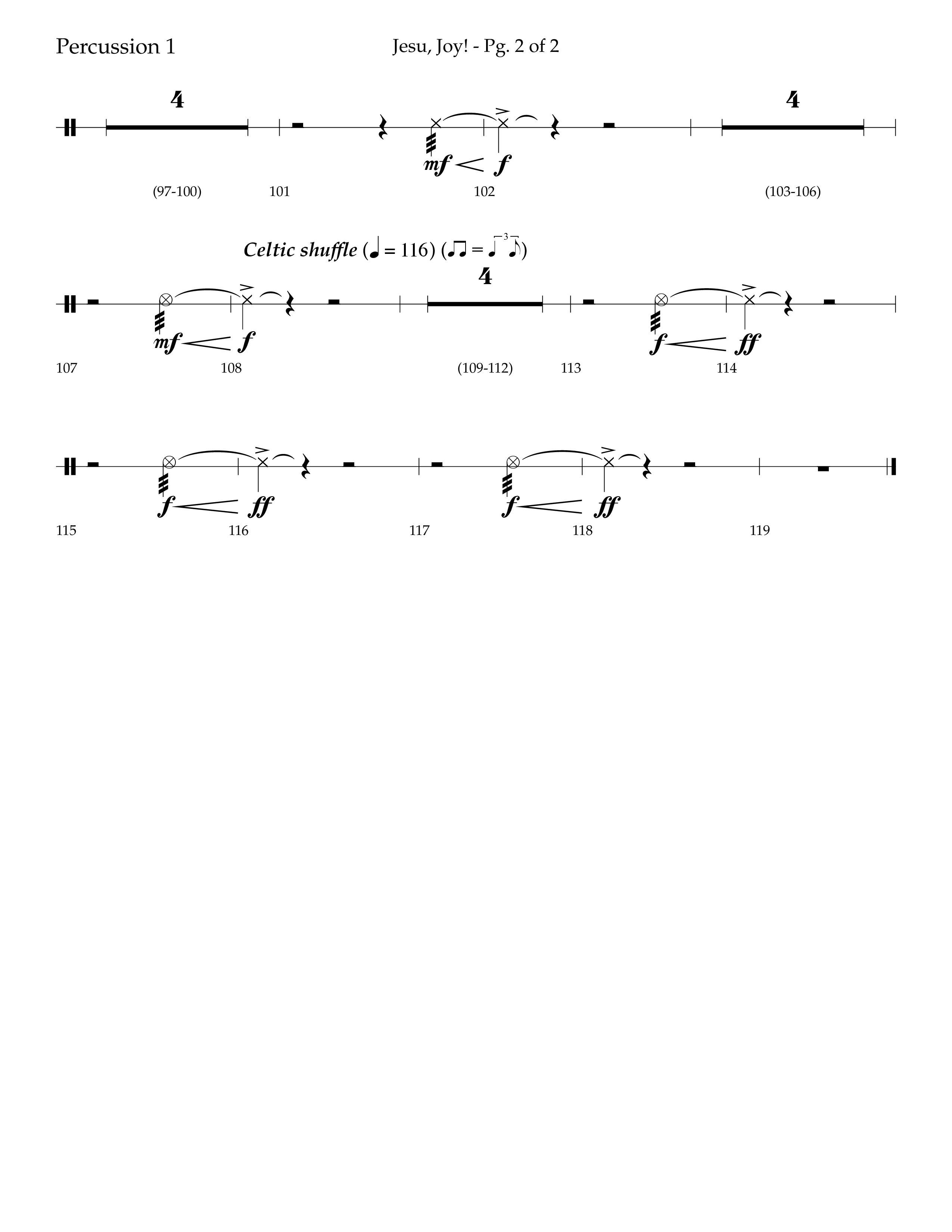 Jesu Joy (with Jesu Joy Of Man's Desiring, Angels We Have Heard On High) (Choral Anthem SATB) Percussion 1/2 (Lifeway Choral / Arr. Trey Ivey)