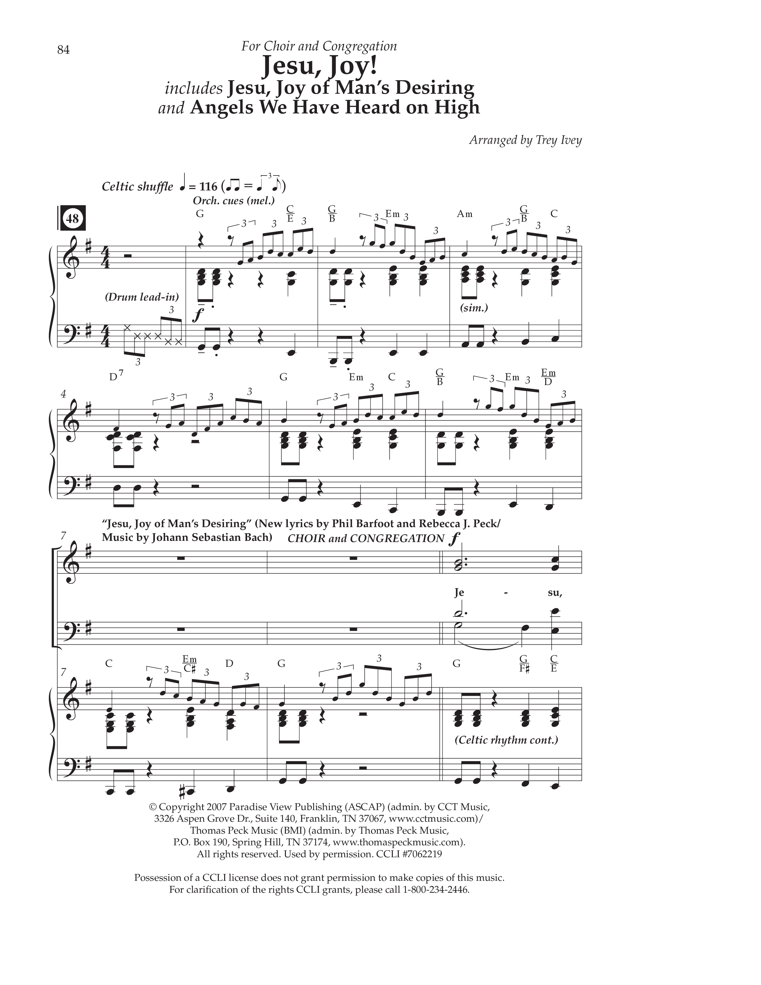 Jesu Joy (with Jesu Joy Of Man's Desiring, Angels We Have Heard On High) (Choral Anthem SATB) Anthem (SATB/Piano) (Lifeway Choral / Arr. Trey Ivey)