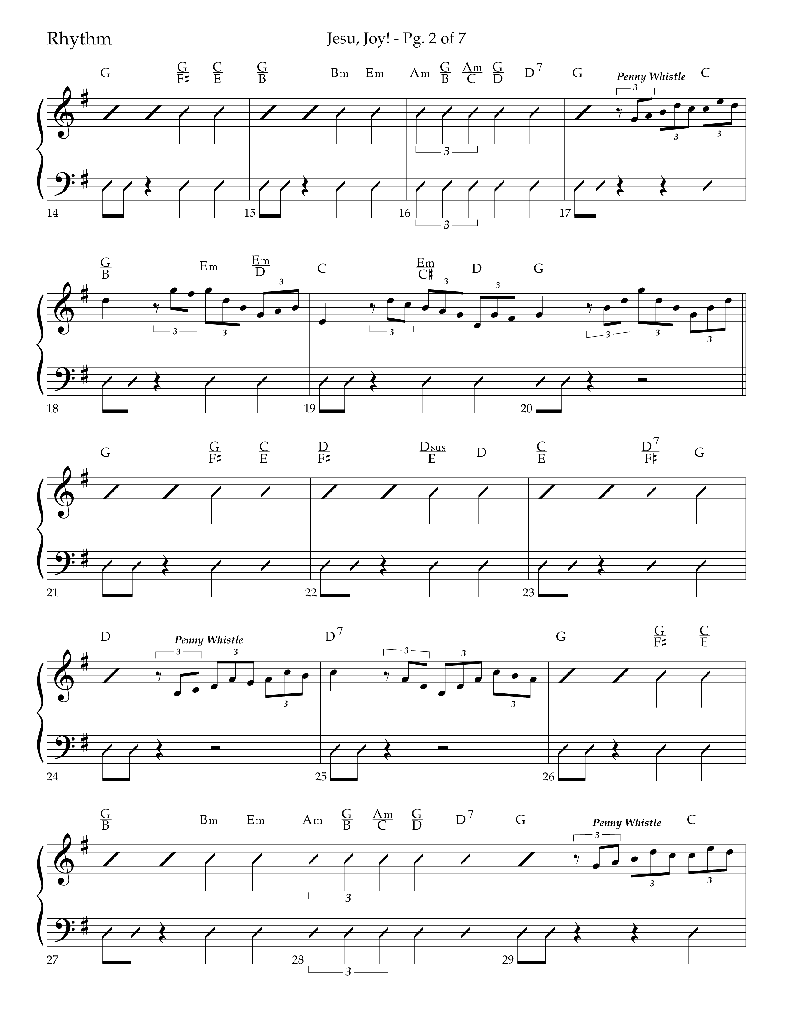 Jesu Joy (with Jesu Joy Of Man's Desiring, Angels We Have Heard On High) (Choral Anthem SATB) Rhythm Chart (Lifeway Choral / Arr. Trey Ivey)