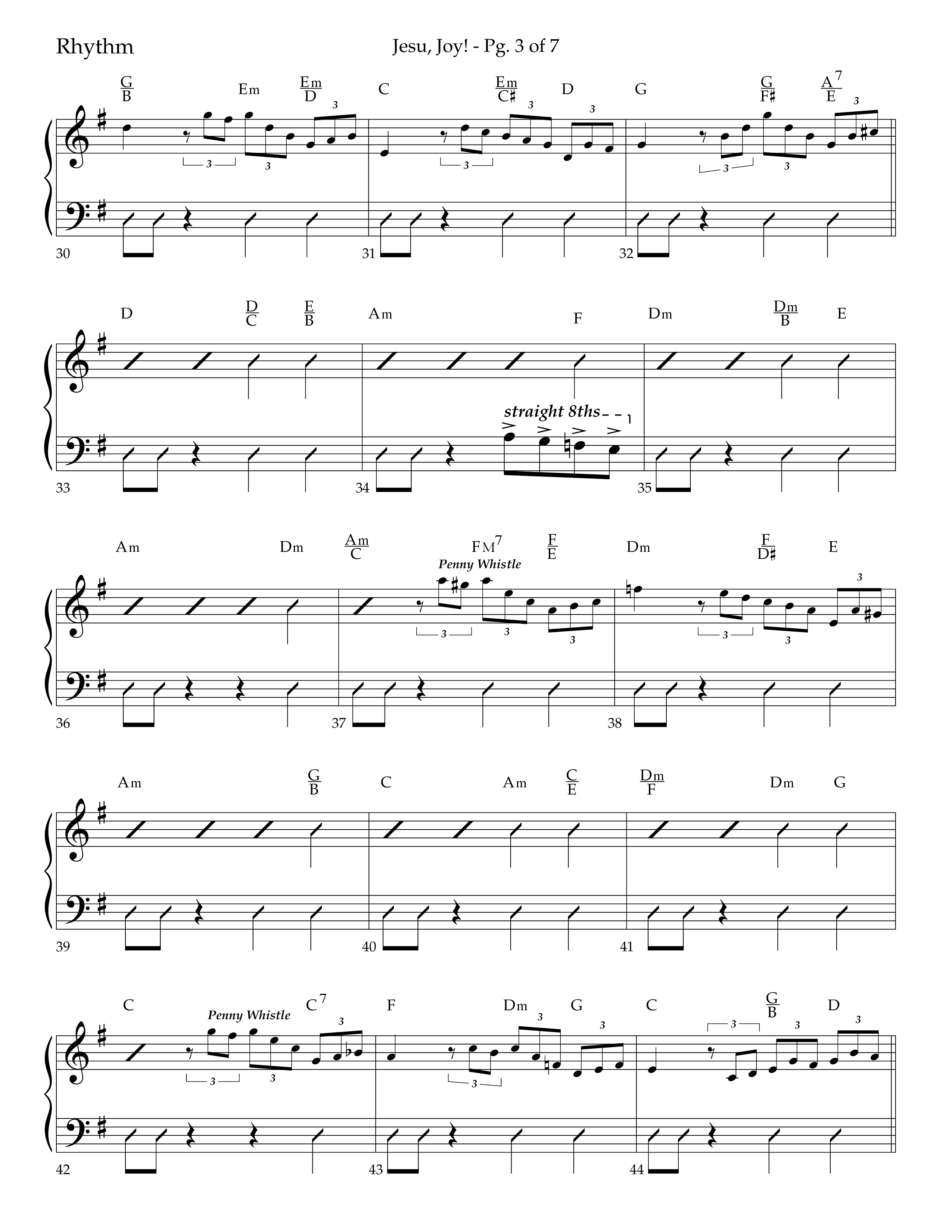 Jesu Joy (with Jesu Joy Of Man's Desiring, Angels We Have Heard On High) (Choral Anthem SATB) Rhythm Chart (Lifeway Choral / Arr. Trey Ivey)