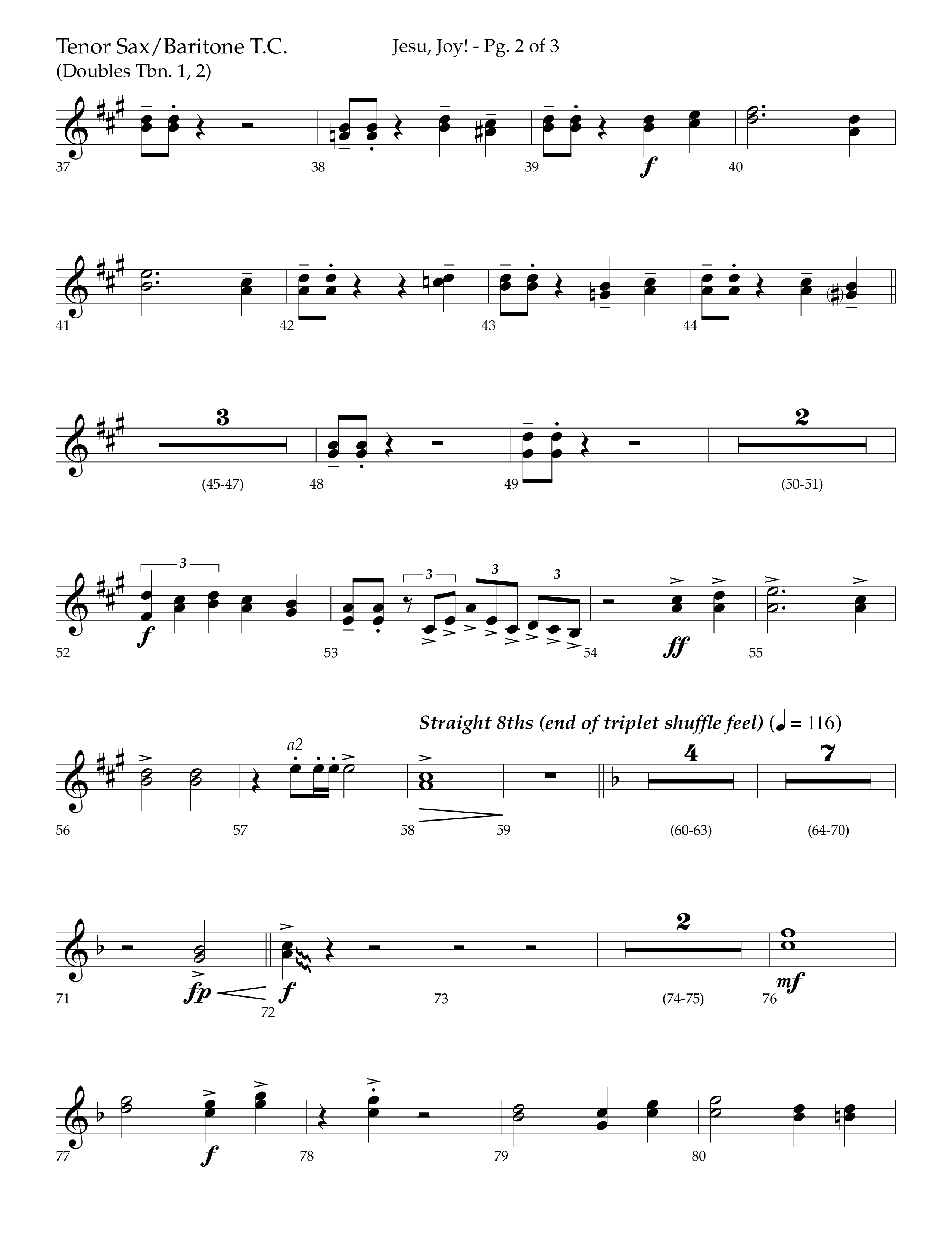 Jesu Joy (with Jesu Joy Of Man's Desiring, Angels We Have Heard On High) (Choral Anthem SATB) Tenor Sax/Baritone T.C. (Lifeway Choral / Arr. Trey Ivey)