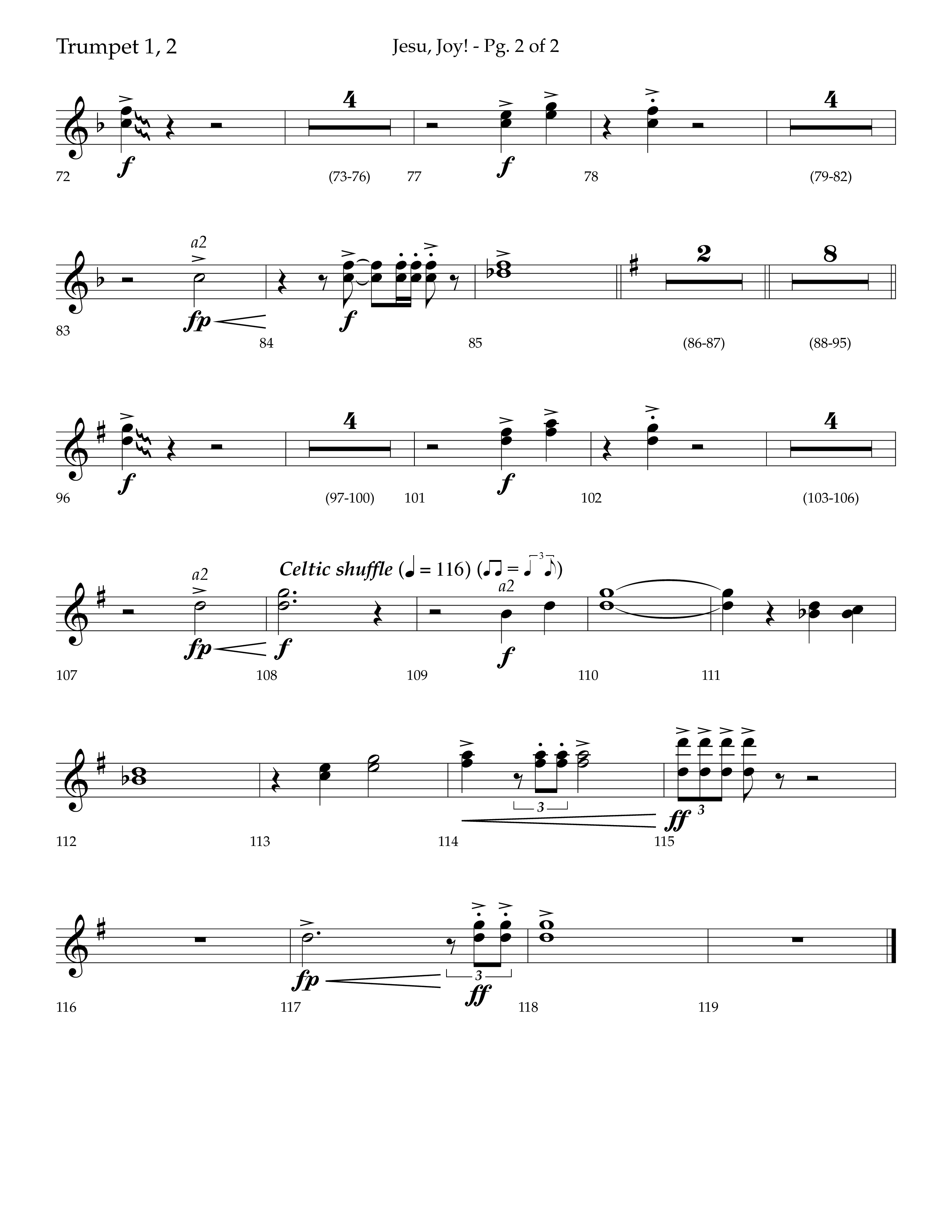 Jesu Joy (with Jesu Joy Of Man's Desiring, Angels We Have Heard On High) (Choral Anthem SATB) Trumpet 1,2 (Lifeway Choral / Arr. Trey Ivey)