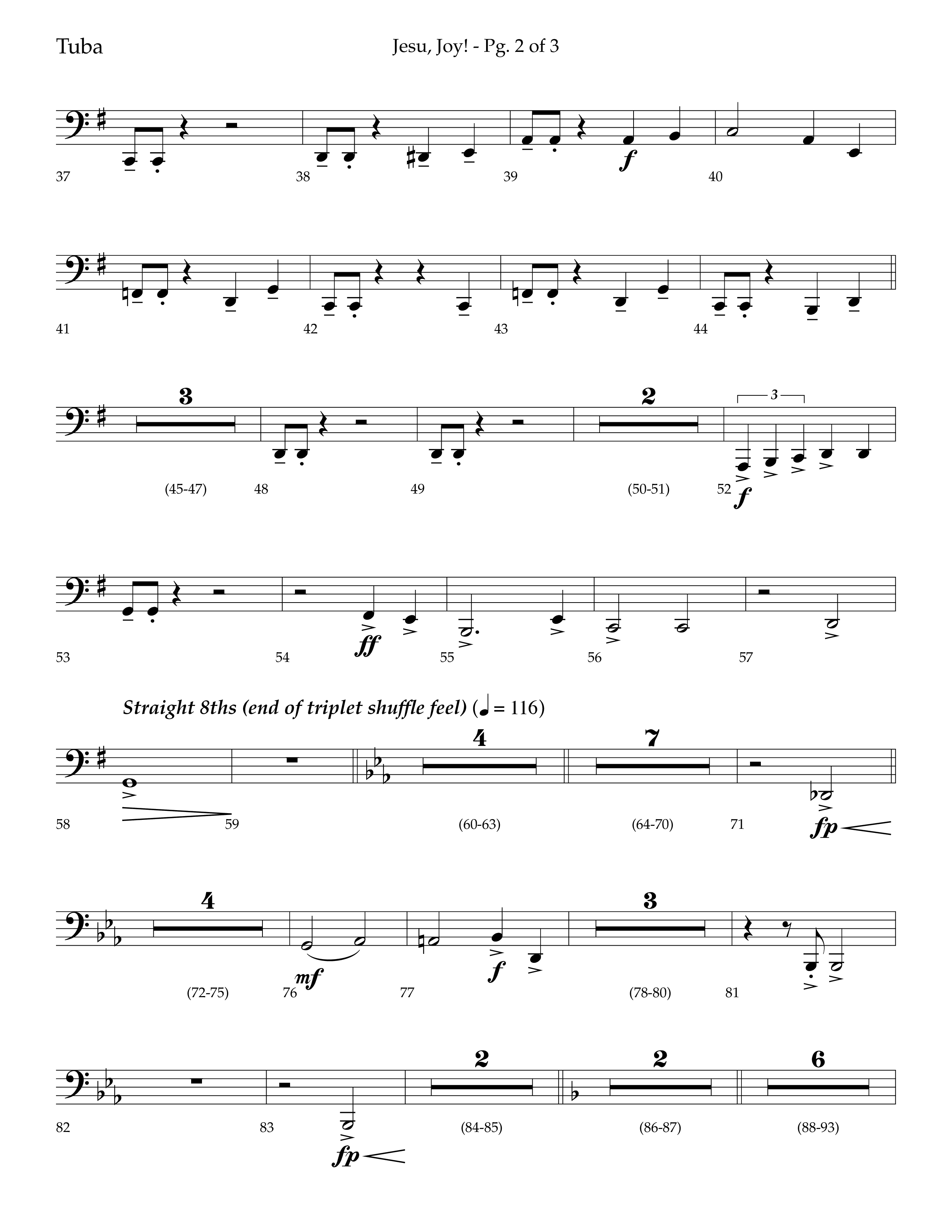 Jesu Joy (with Jesu Joy Of Man's Desiring, Angels We Have Heard On High) (Choral Anthem SATB) Tuba (Lifeway Choral / Arr. Trey Ivey)