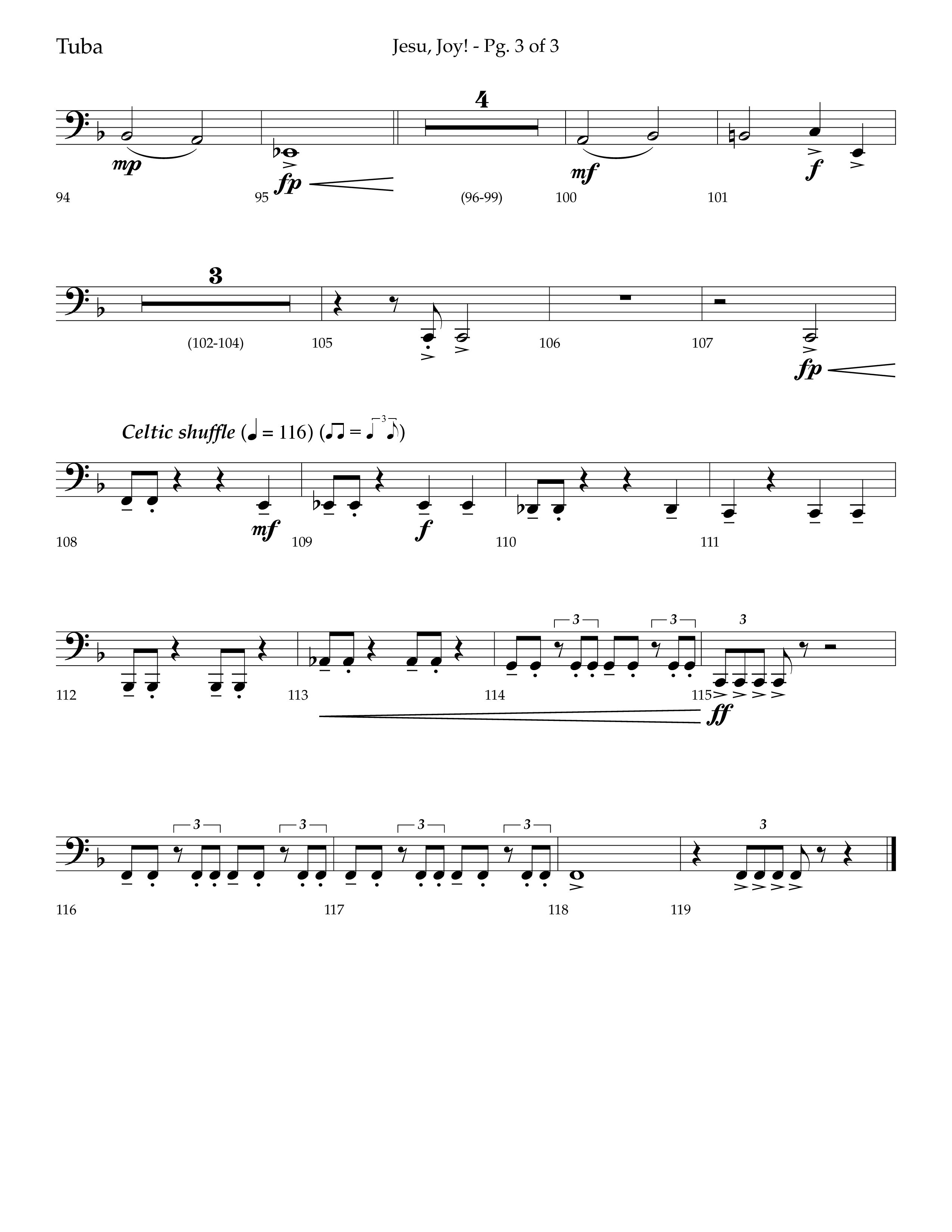 Jesu Joy (with Jesu Joy Of Man's Desiring, Angels We Have Heard On High) (Choral Anthem SATB) Tuba (Lifeway Choral / Arr. Trey Ivey)