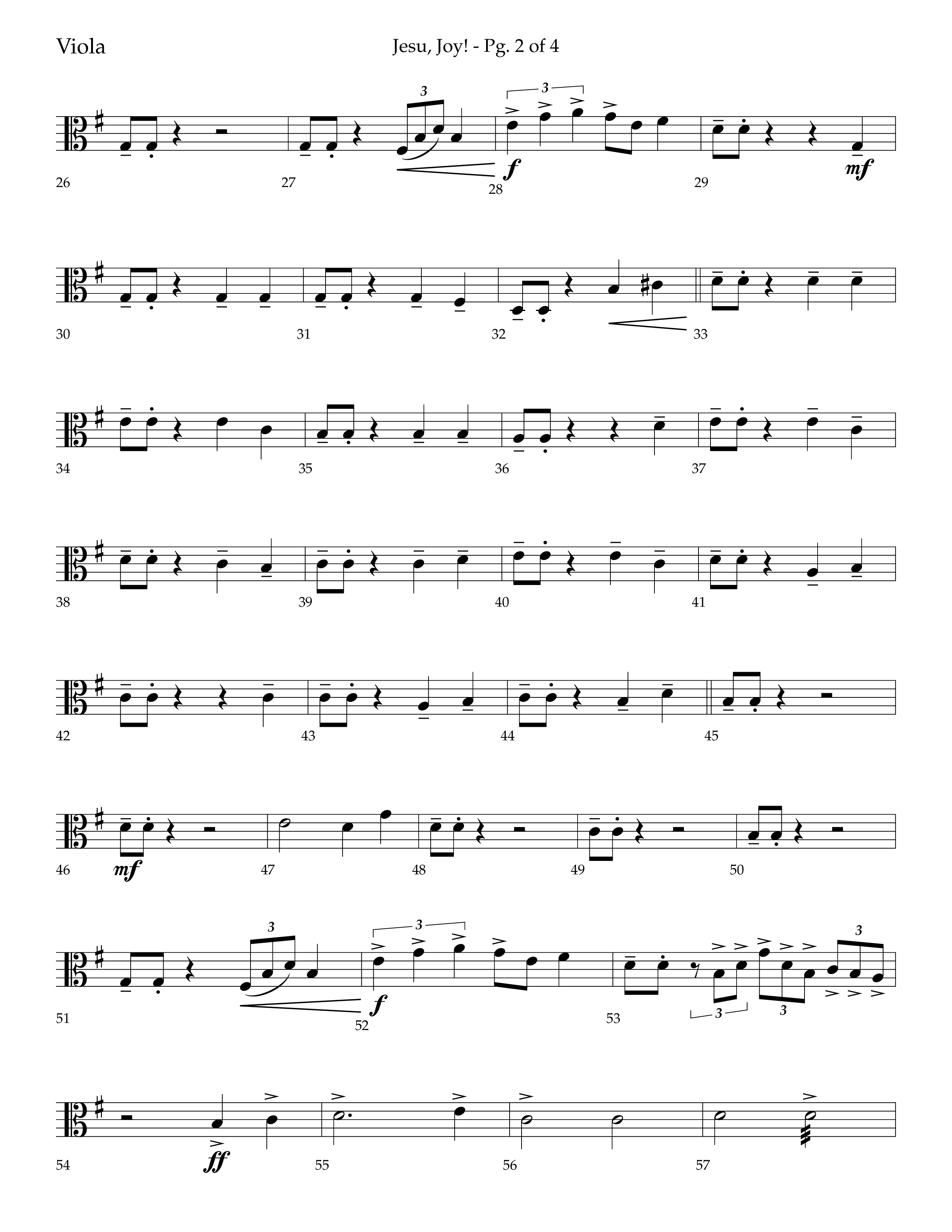 Jesu Joy (with Jesu Joy Of Man's Desiring, Angels We Have Heard On High) (Choral Anthem SATB) Viola (Lifeway Choral / Arr. Trey Ivey)