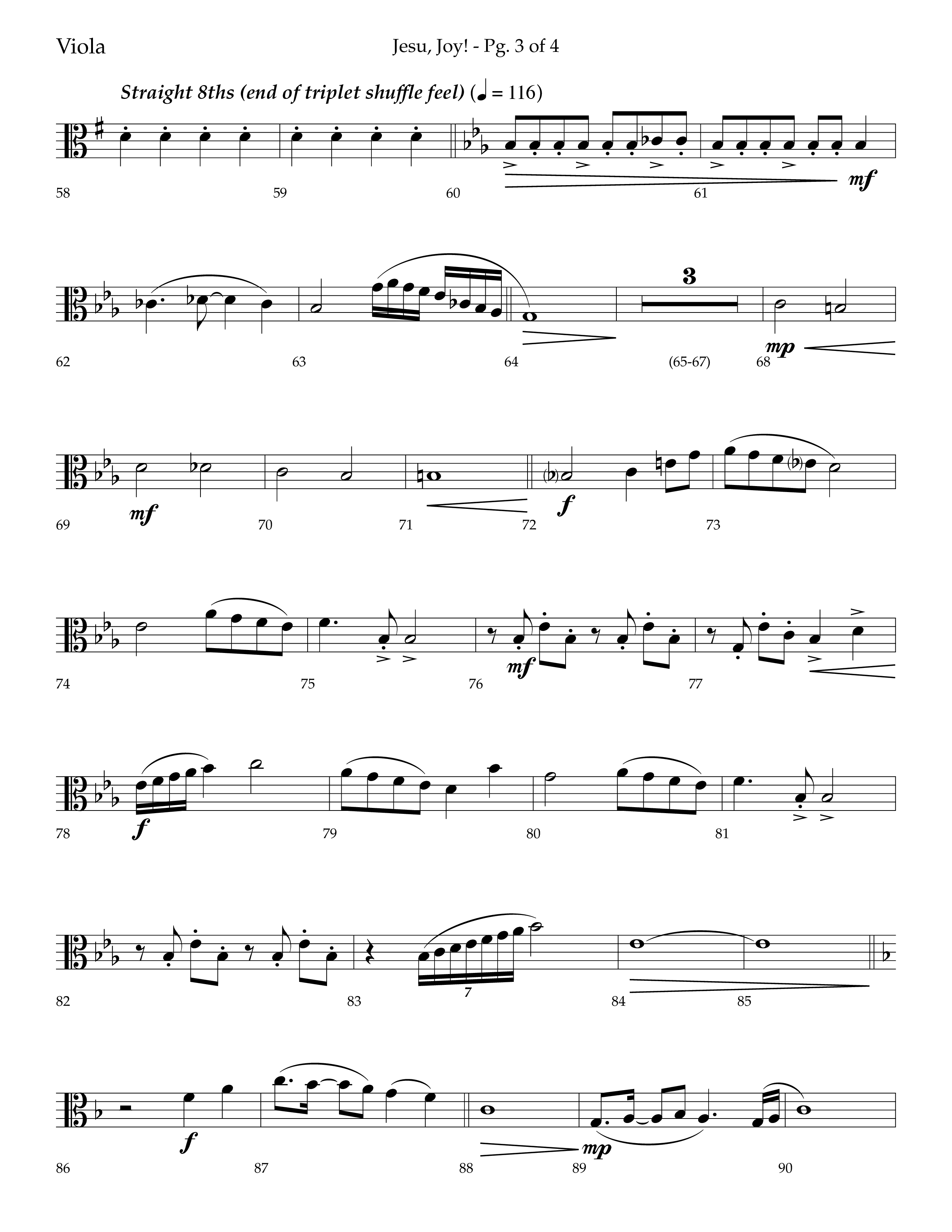 Jesu Joy (with Jesu Joy Of Man's Desiring, Angels We Have Heard On High) (Choral Anthem SATB) Viola (Lifeway Choral / Arr. Trey Ivey)