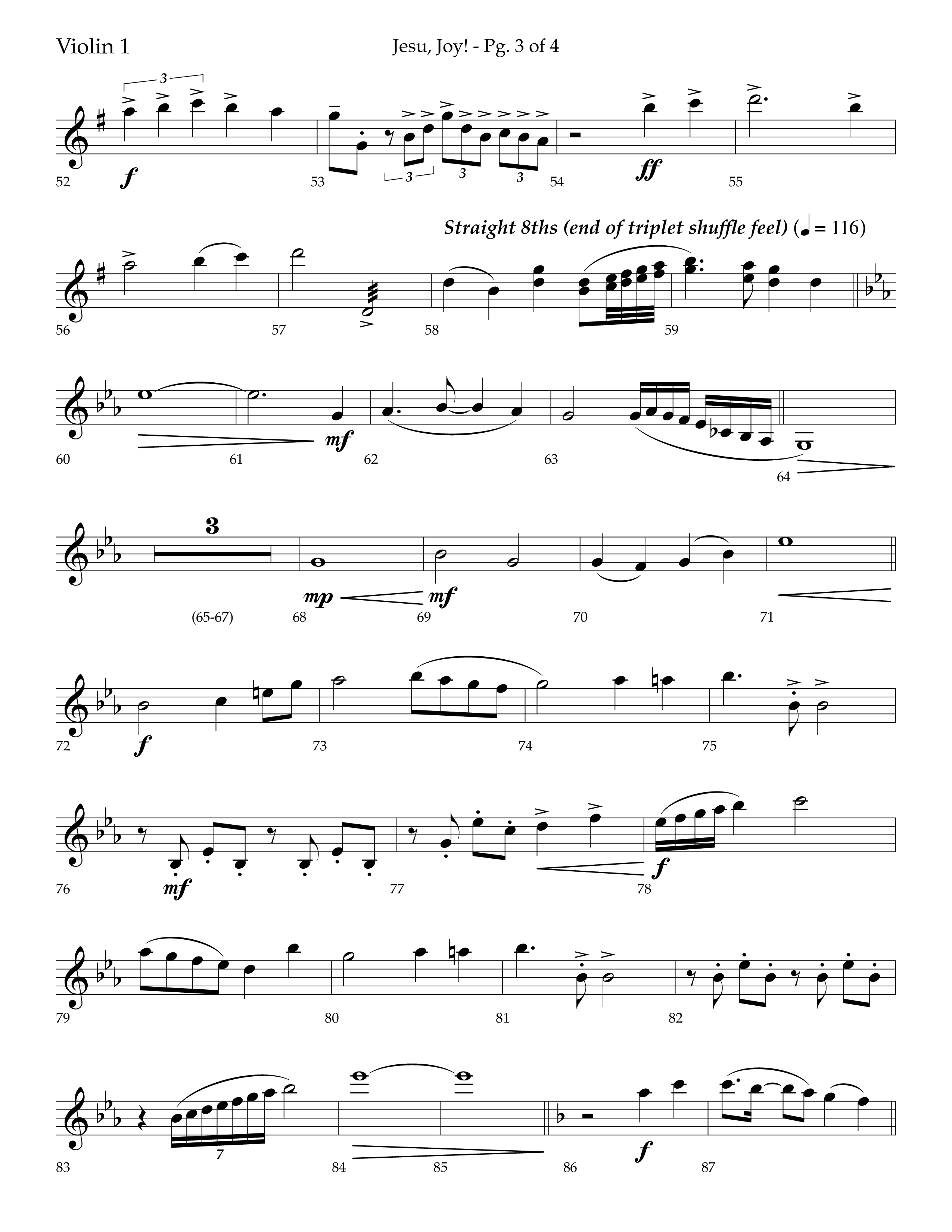 Jesu Joy (with Jesu Joy Of Man's Desiring, Angels We Have Heard On High) (Choral Anthem SATB) Violin 1 (Lifeway Choral / Arr. Trey Ivey)