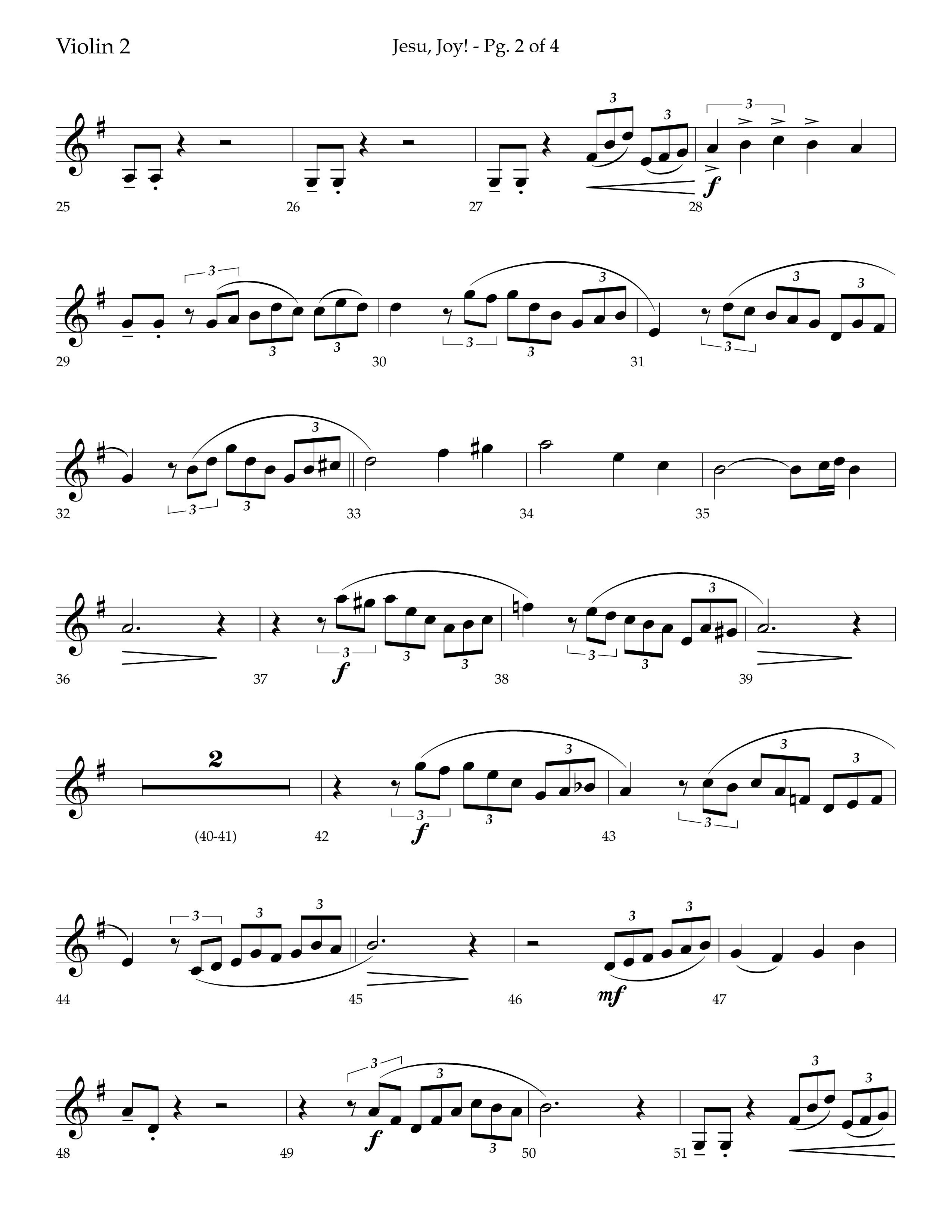 Jesu Joy (with Jesu Joy Of Man's Desiring, Angels We Have Heard On High) (Choral Anthem SATB) Violin 2 (Lifeway Choral / Arr. Trey Ivey)