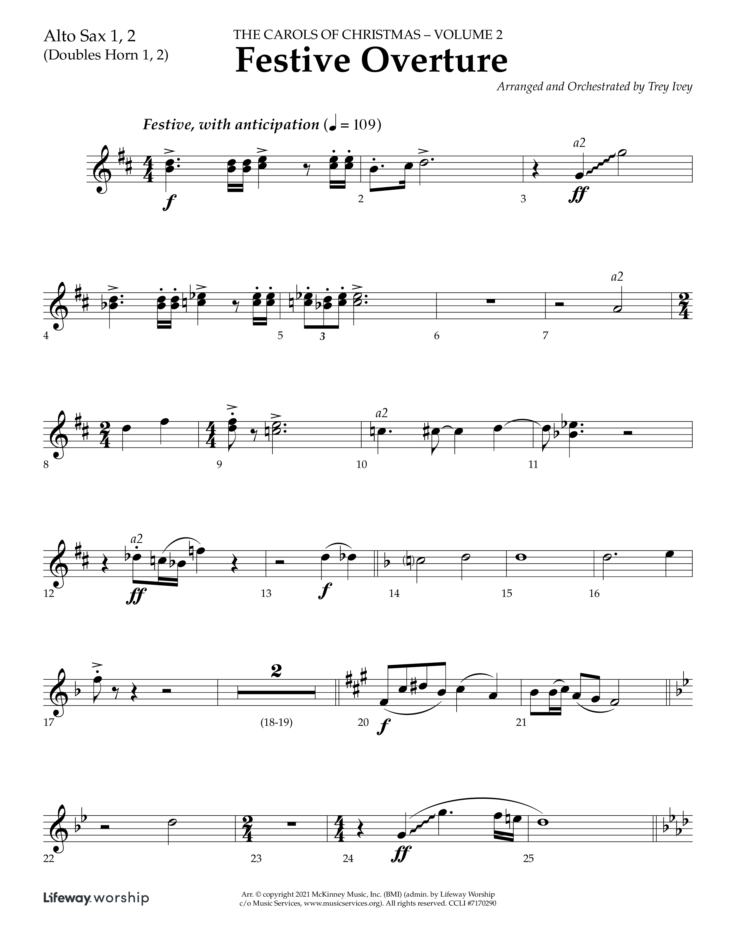 Festive Overture (Instrumental) Alto Sax 1/2 (Lifeway Choral / Arr. Trey Ivey)
