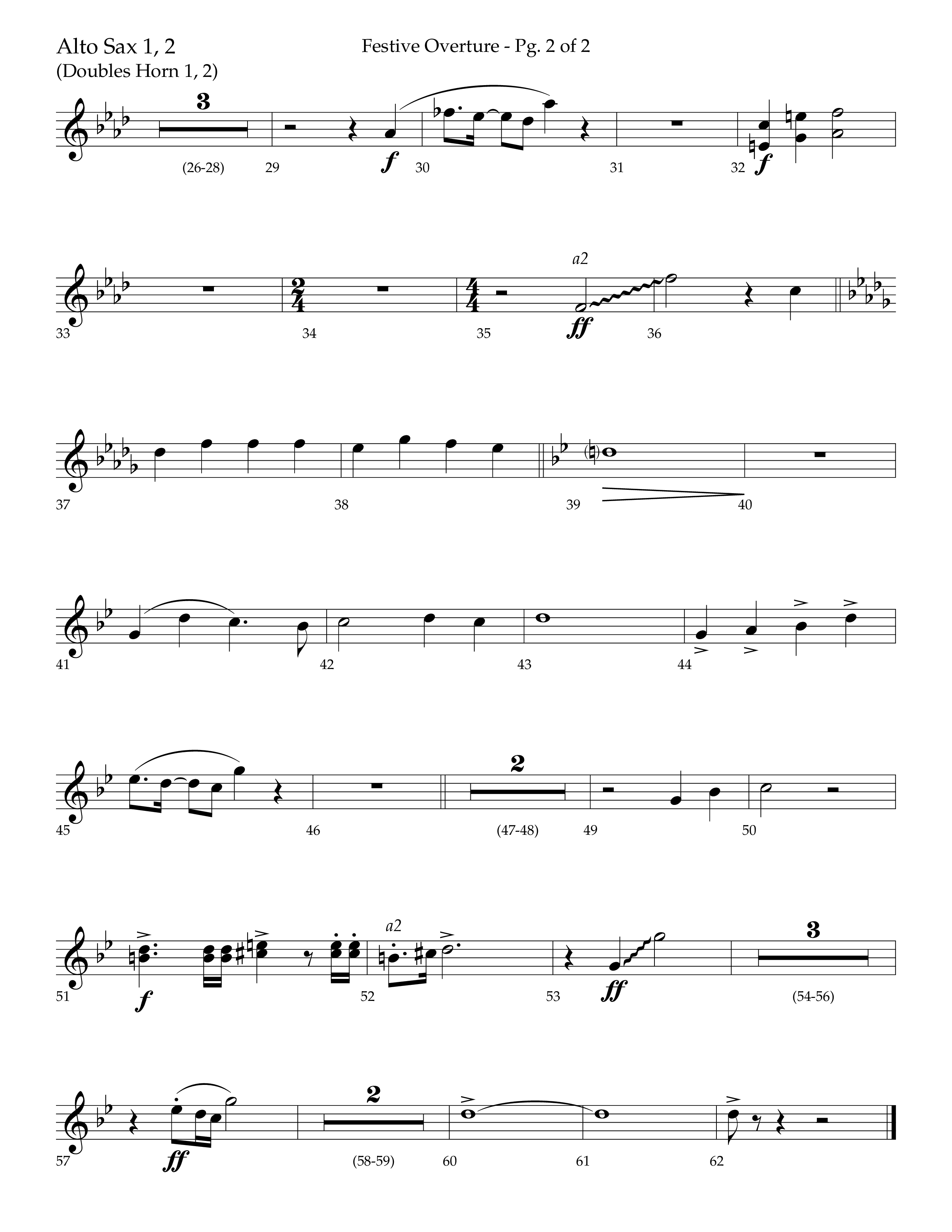 Festive Overture (Instrumental) Alto Sax 1/2 (Lifeway Choral / Arr. Trey Ivey)