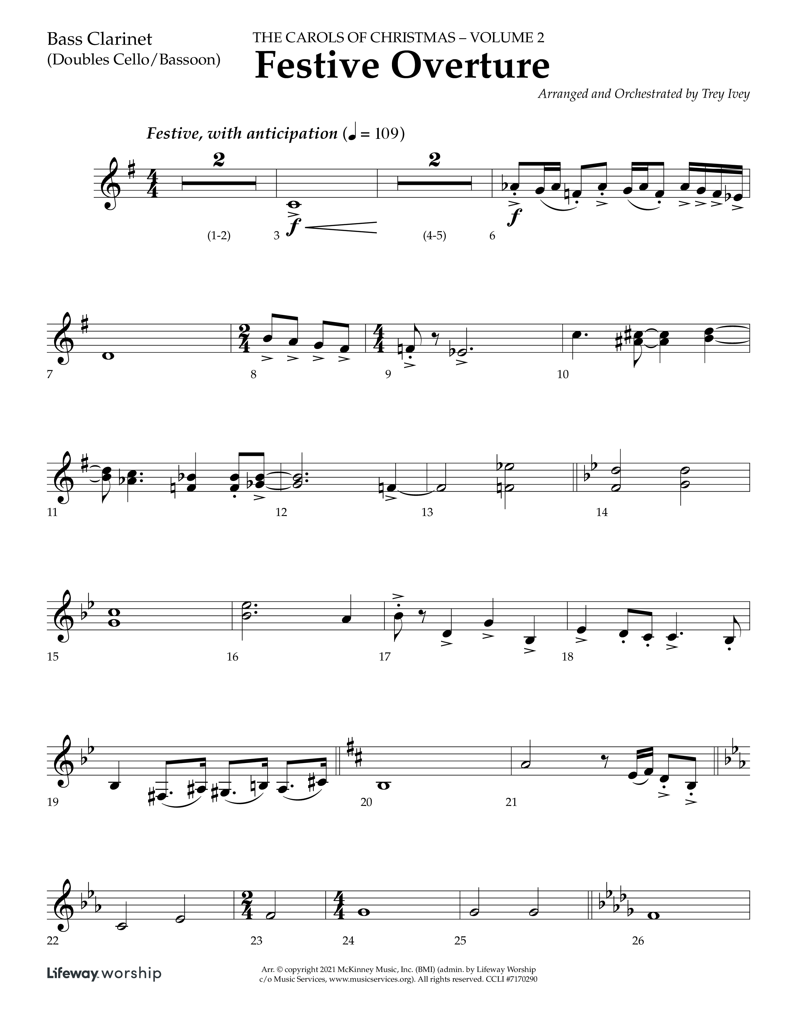 Festive Overture (Instrumental) Bass Clarinet (Lifeway Choral / Arr. Trey Ivey)
