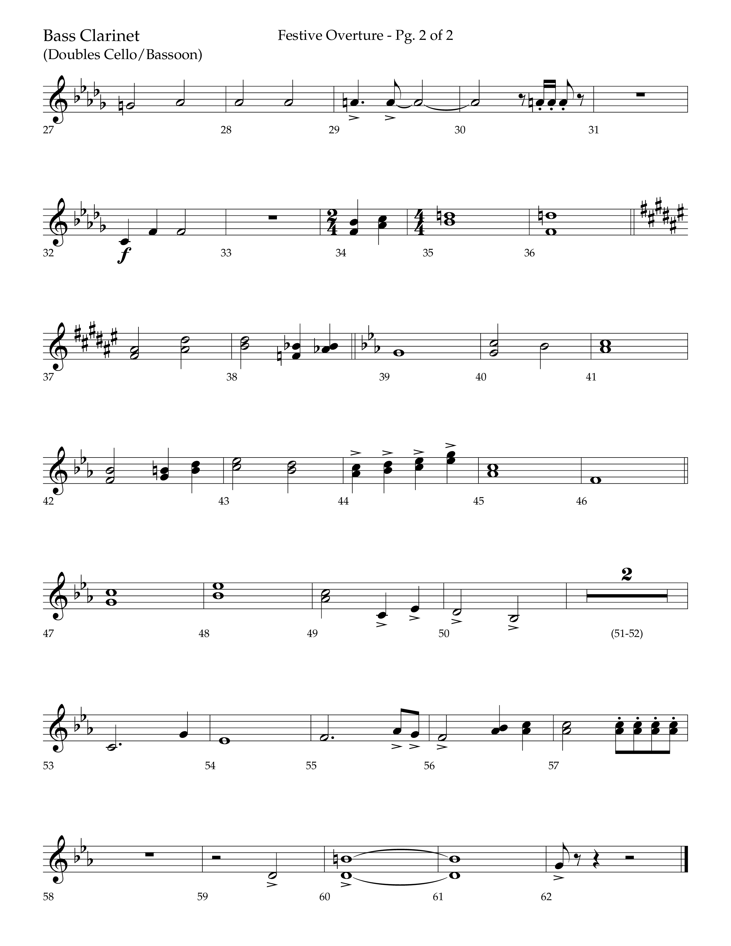 Festive Overture (Instrumental) Bass Clarinet (Lifeway Choral / Arr. Trey Ivey)