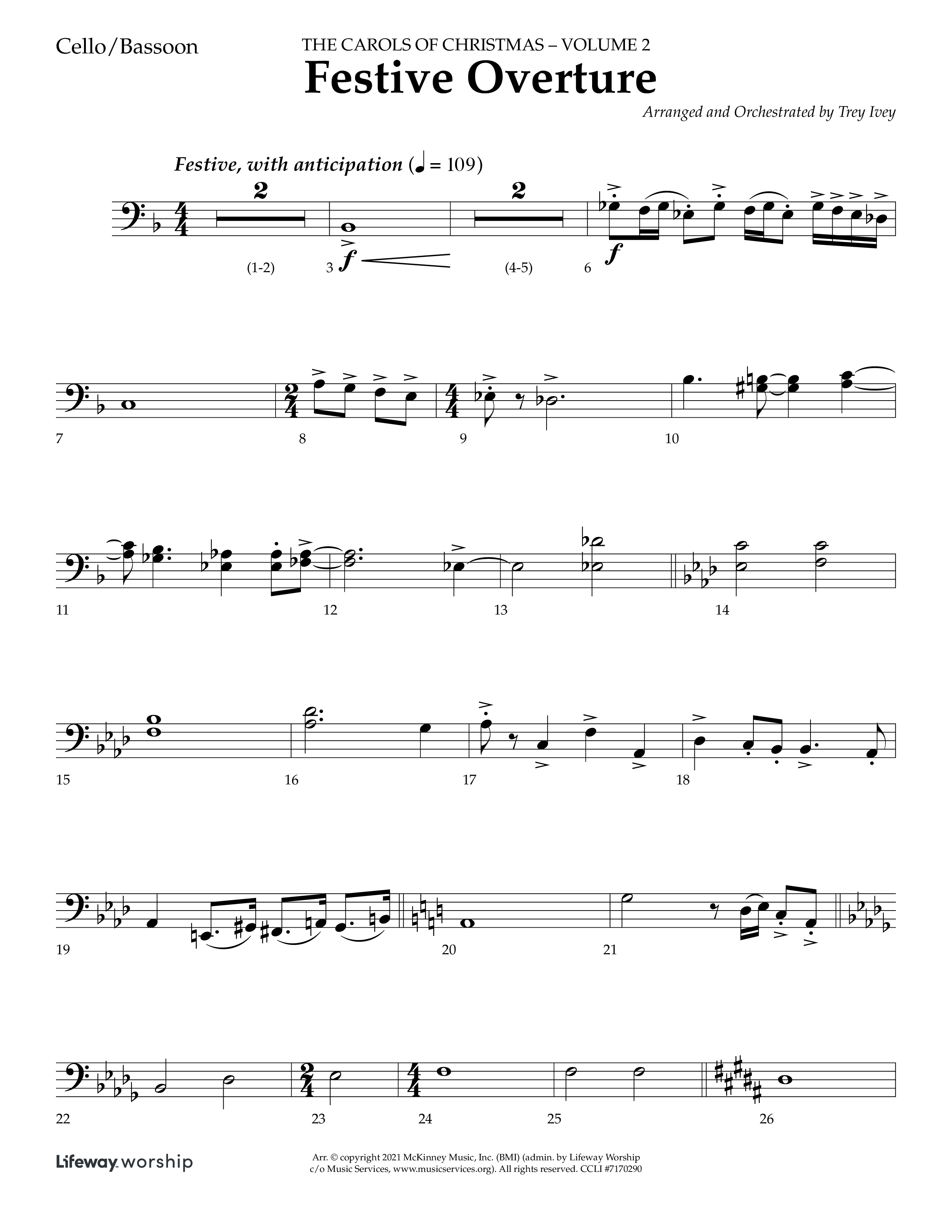 Festive Overture (Instrumental) Cello (Lifeway Choral / Arr. Trey Ivey)