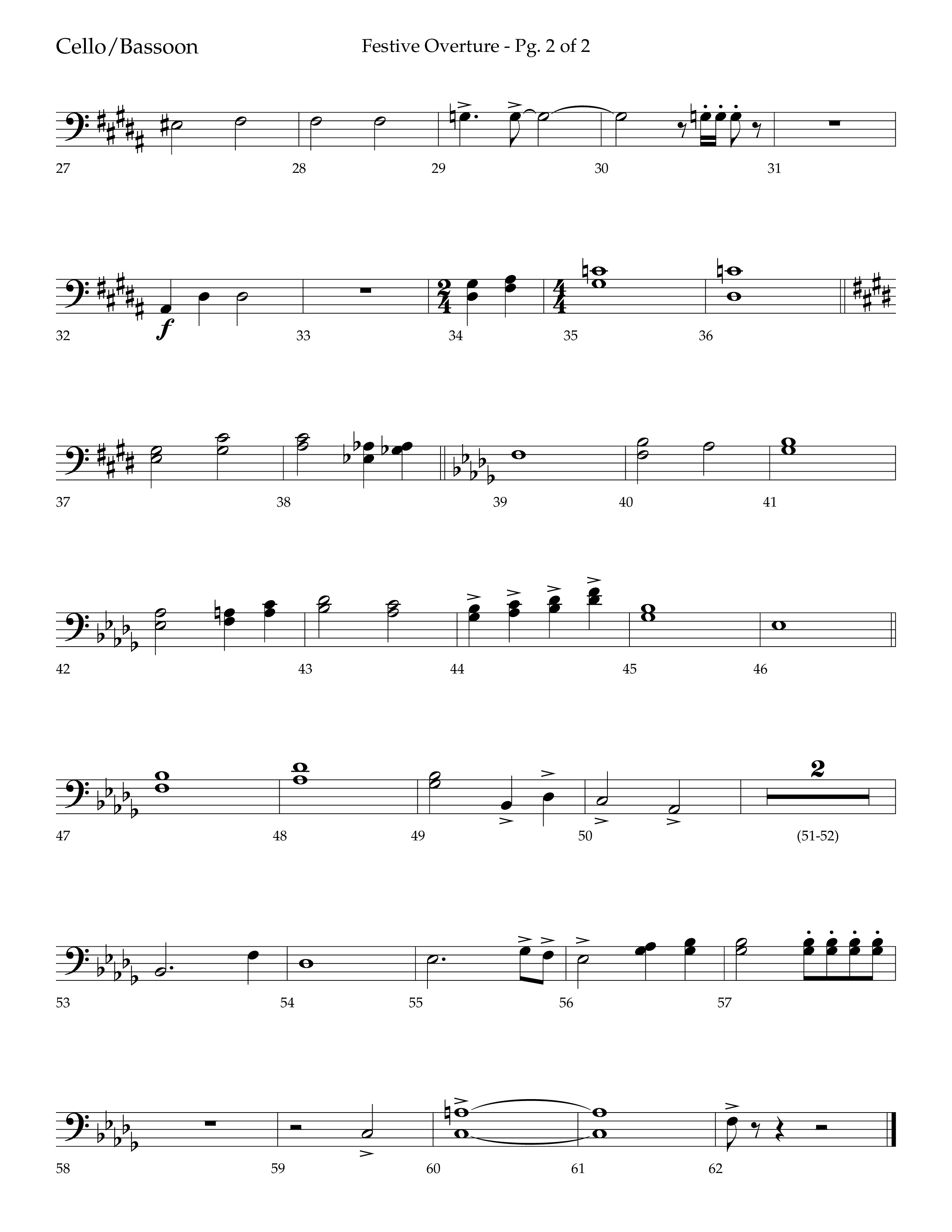 Festive Overture (Instrumental) Cello (Lifeway Choral / Arr. Trey Ivey)