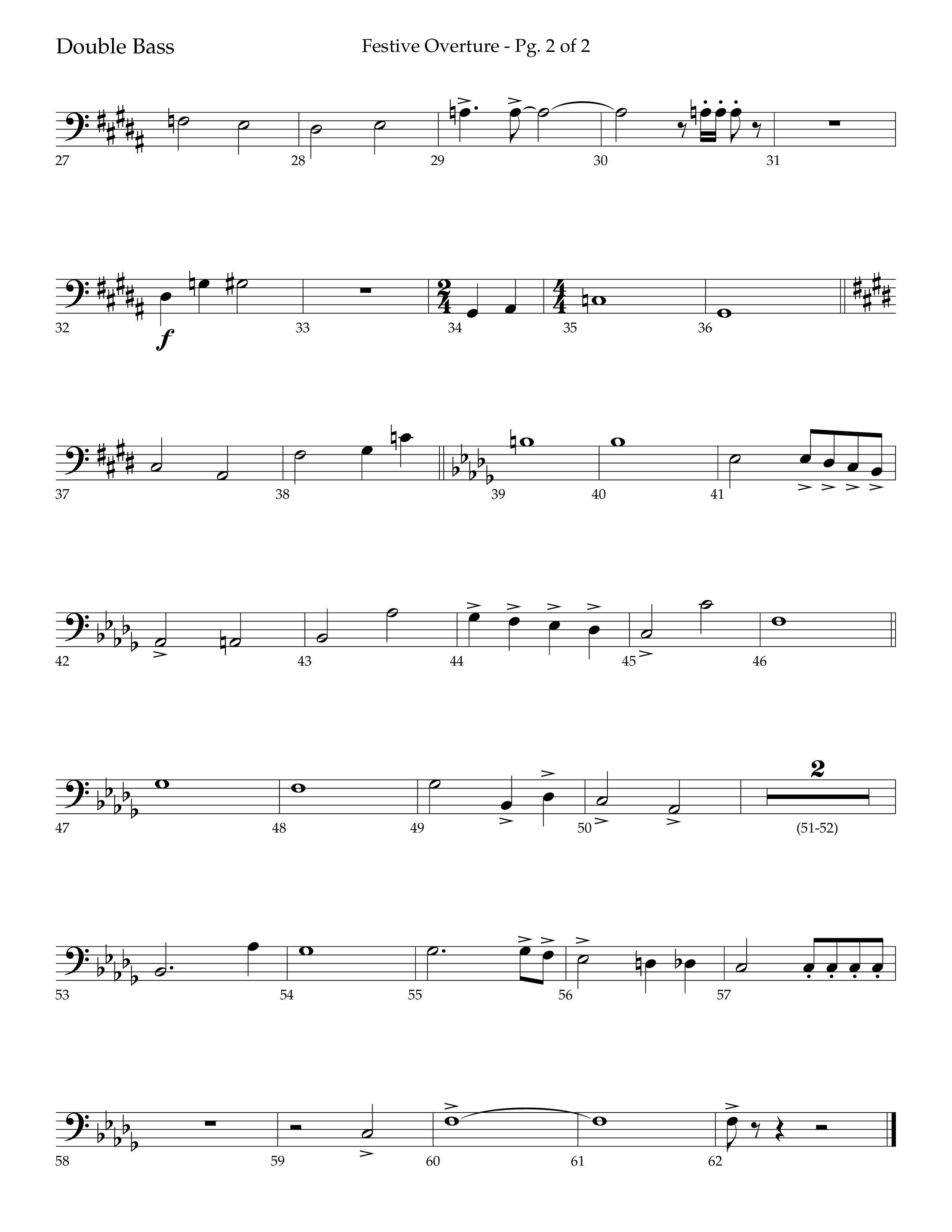 Festive Overture (Instrumental) Double Bass (Lifeway Choral / Arr. Trey Ivey)