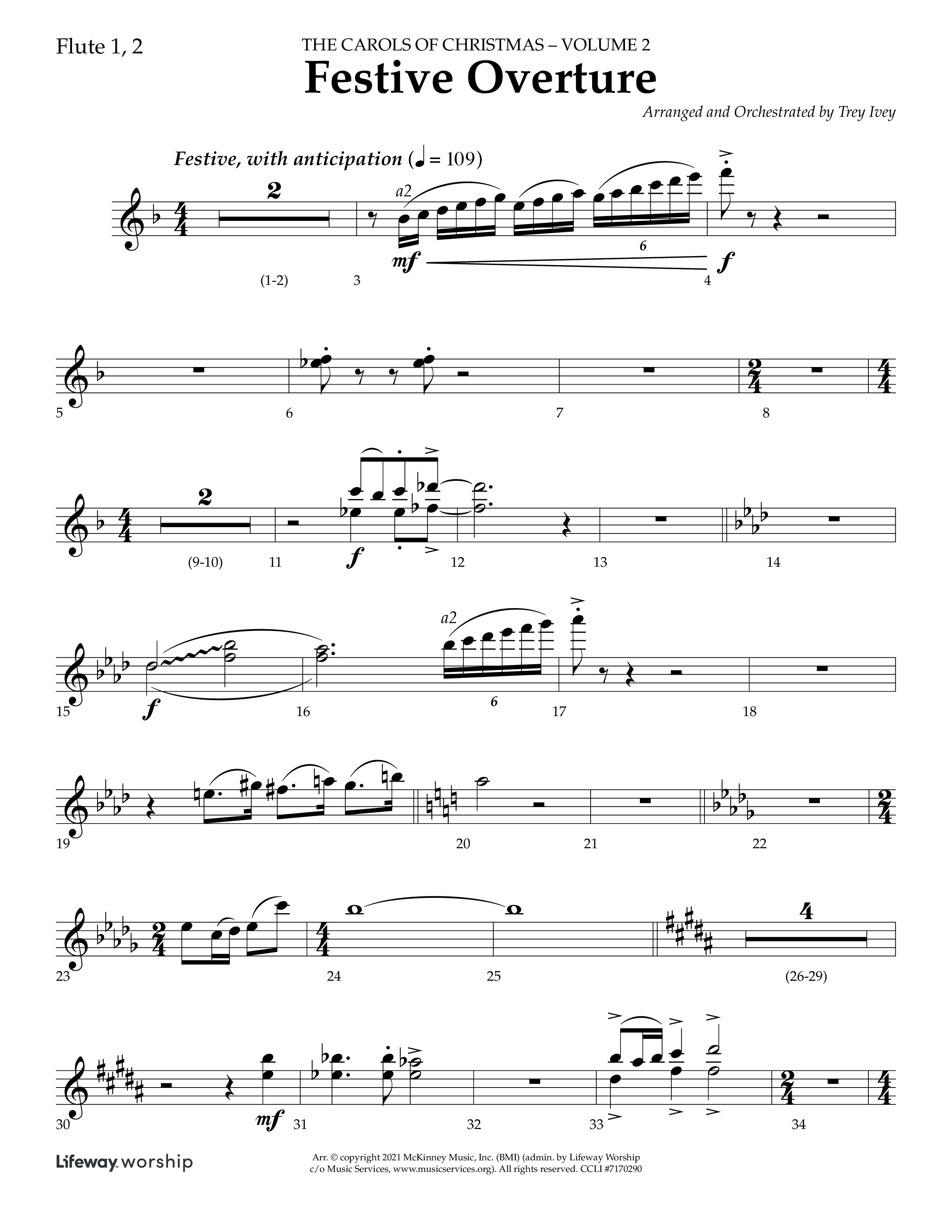 Festive Overture (Instrumental) Flute 1/2 (Lifeway Choral / Arr. Trey Ivey)