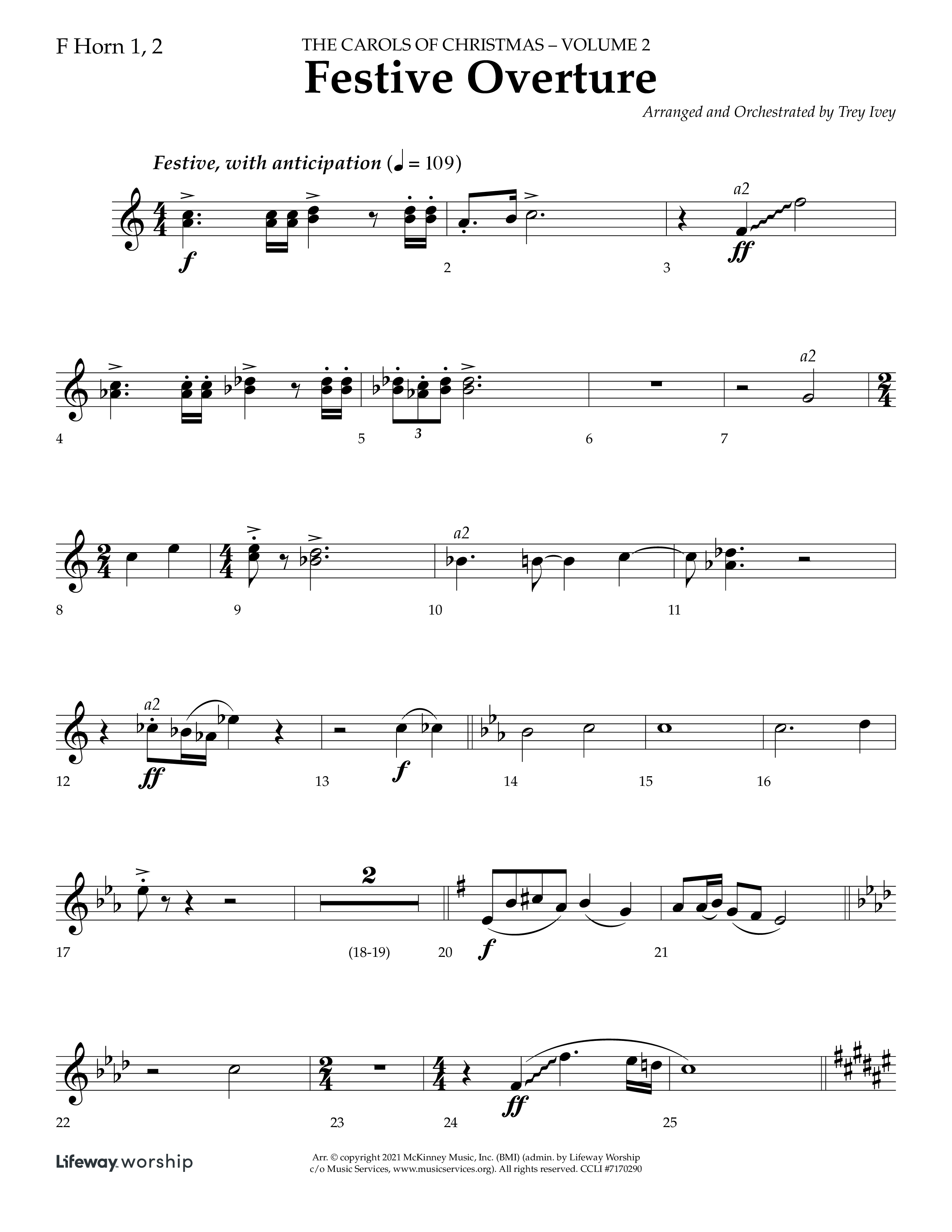Festive Overture (Instrumental) French Horn 1/2 (Lifeway Choral / Arr. Trey Ivey)